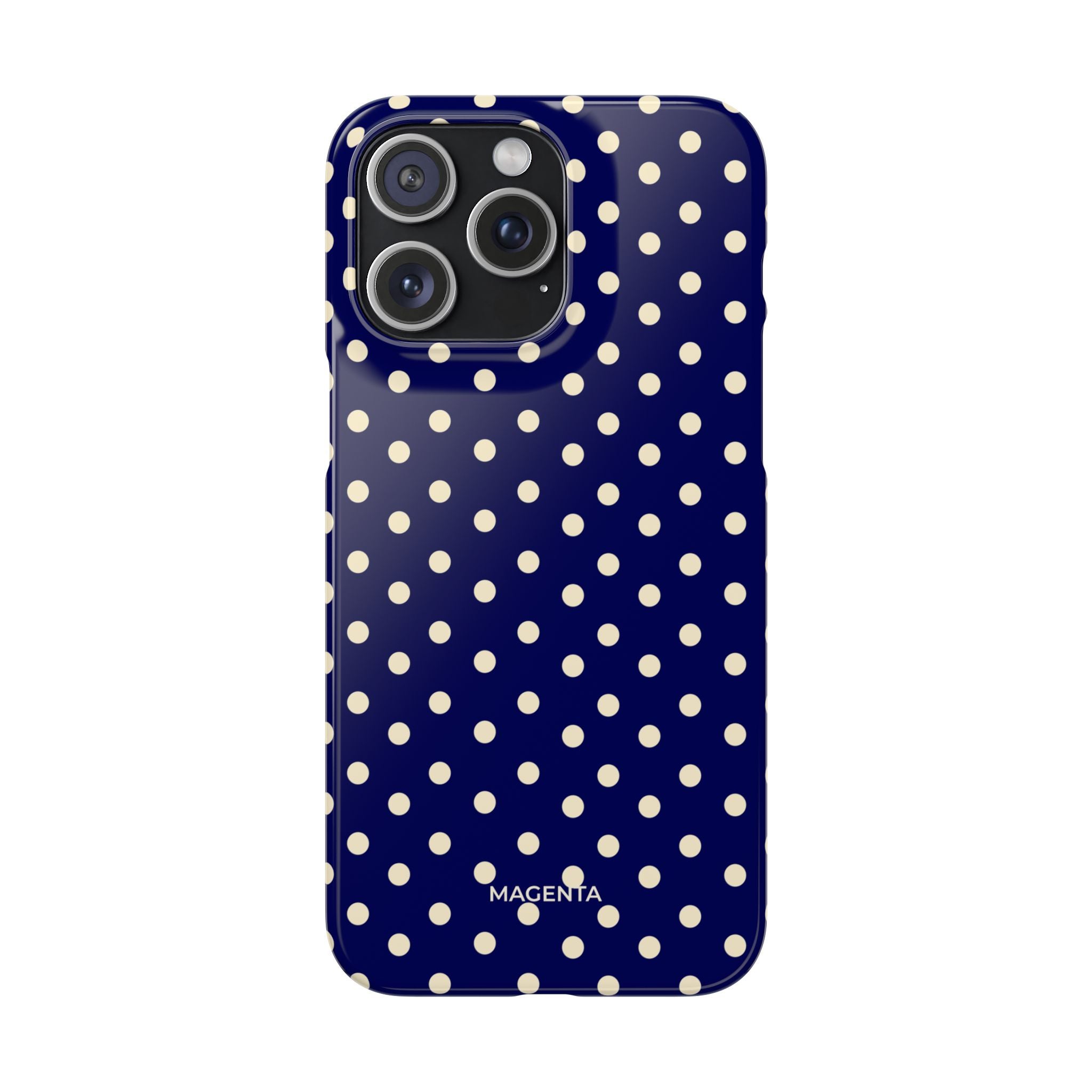 Cream on Navy Polka Dot Snap Case