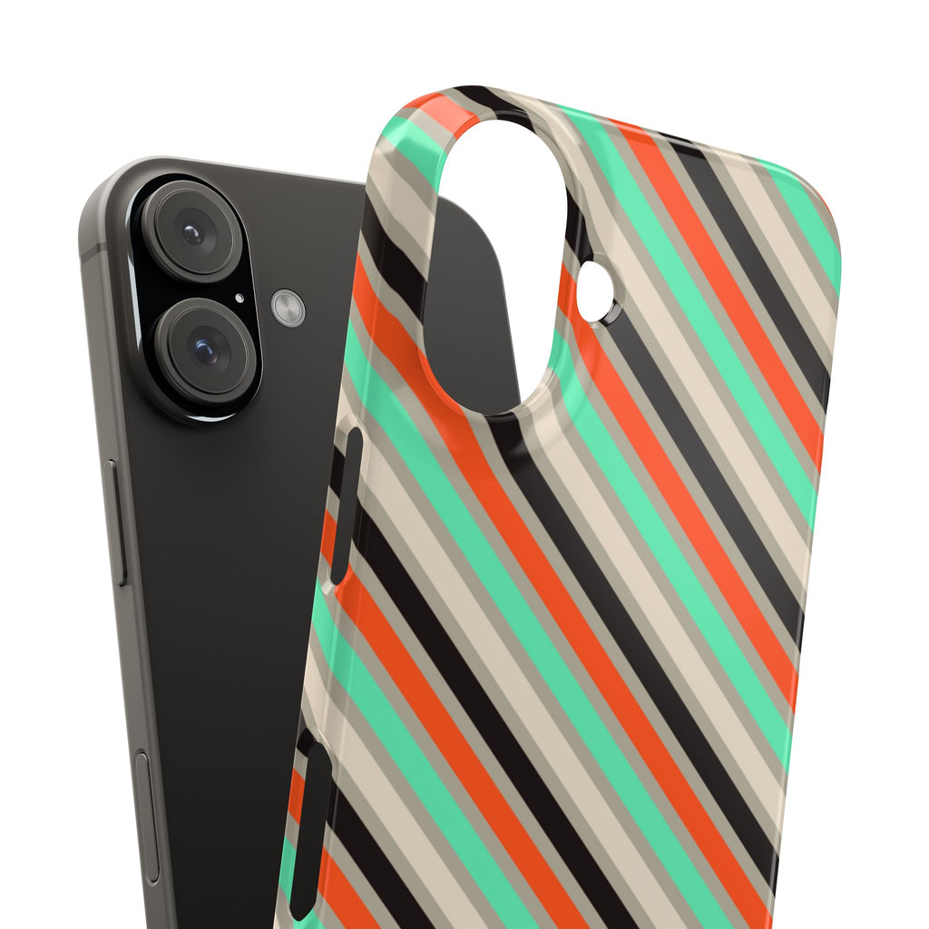 Mint-Coral Stripes Snap Case