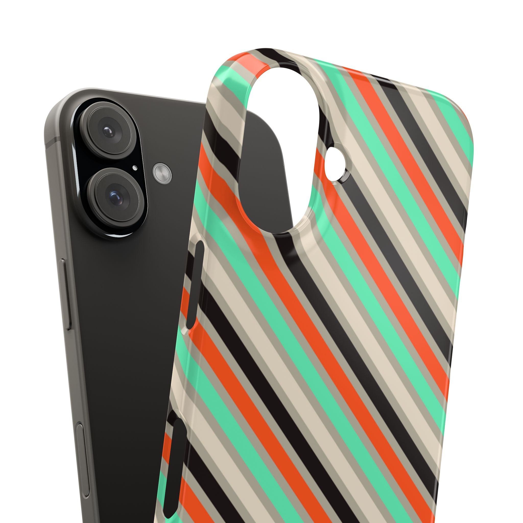 Mint-Coral Stripes Snap Case