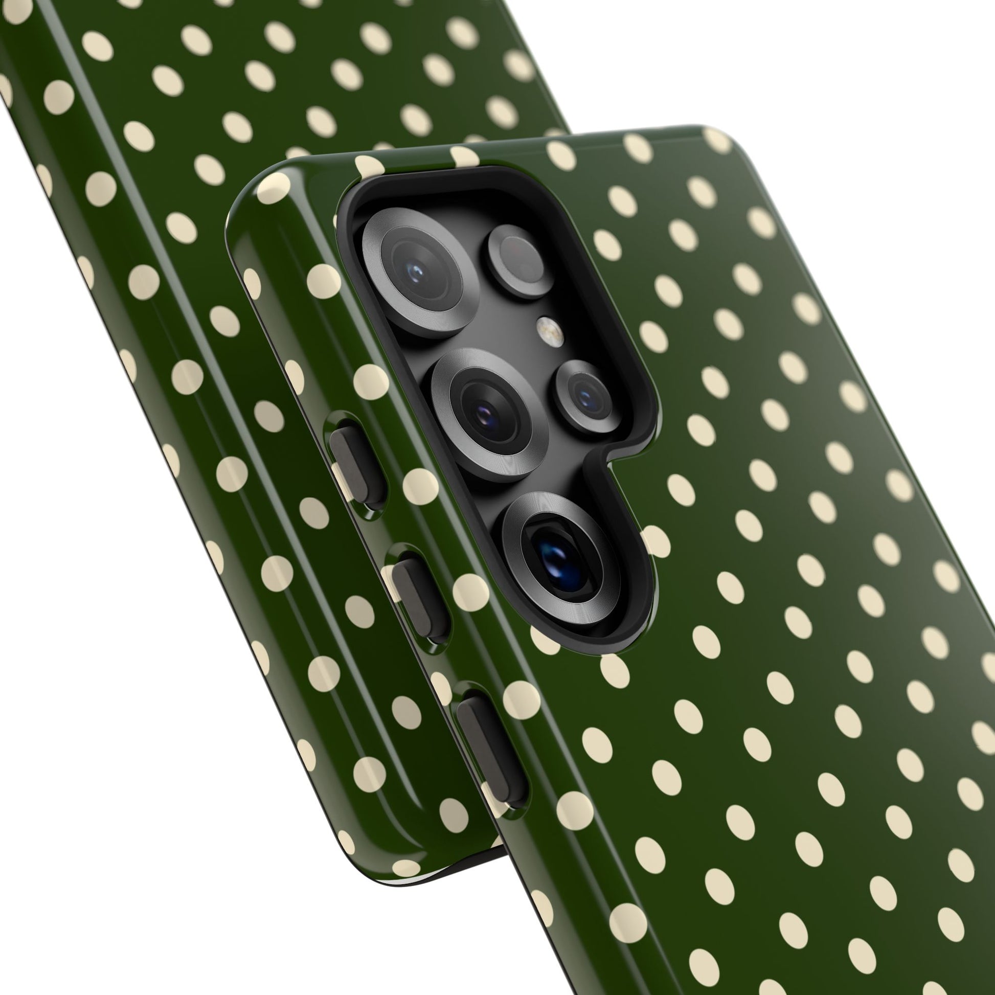 Cream On Dark Olive Polka Dot Tough Case