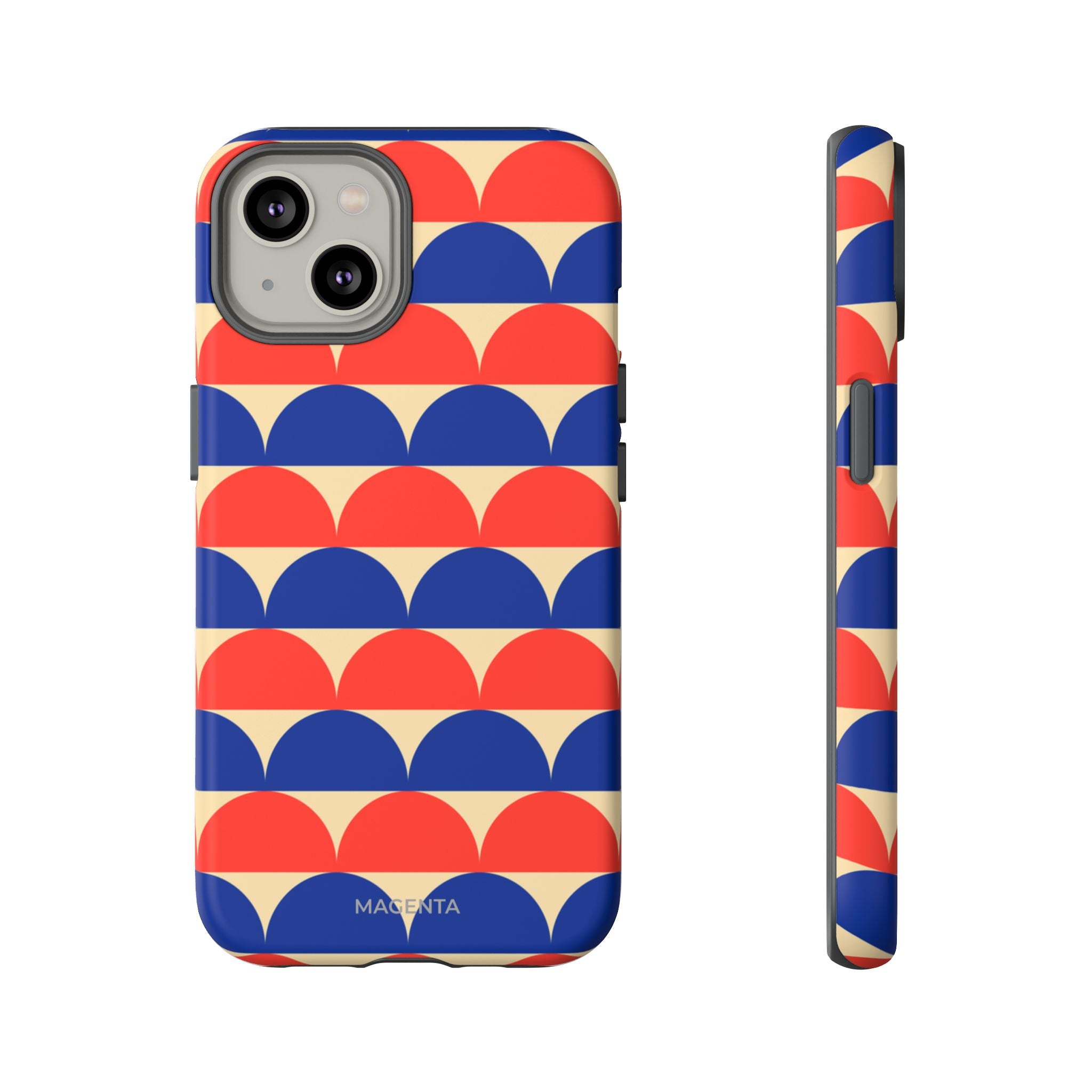 Half-Circles Blue-Red on Cream Tough Case
