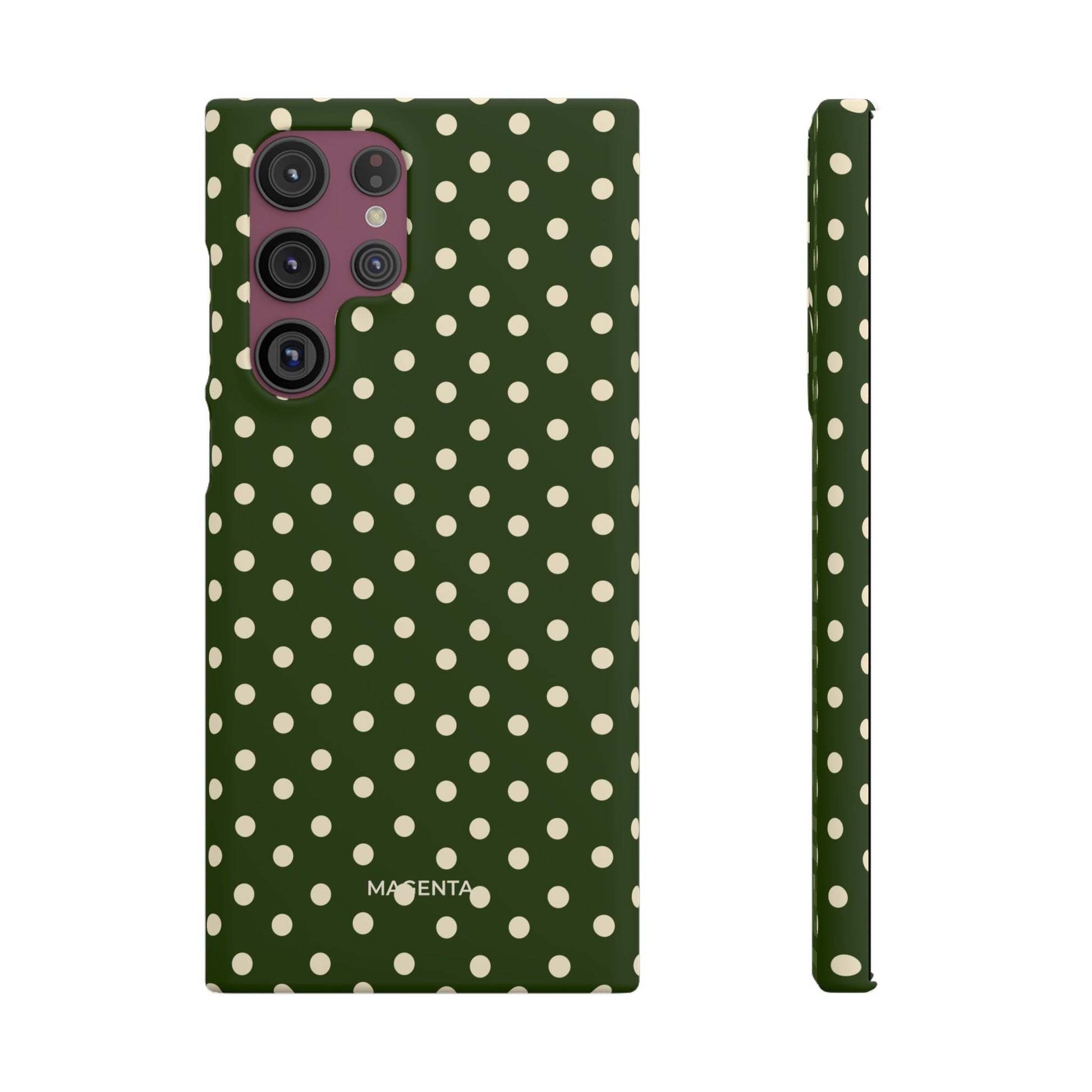 Cream On Dark Olive Polka Dot Snap Case