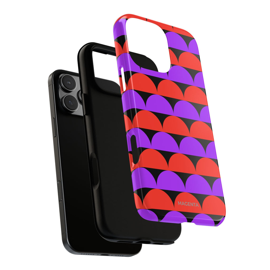 Half-Circles Purple-Red on Black Tough Case