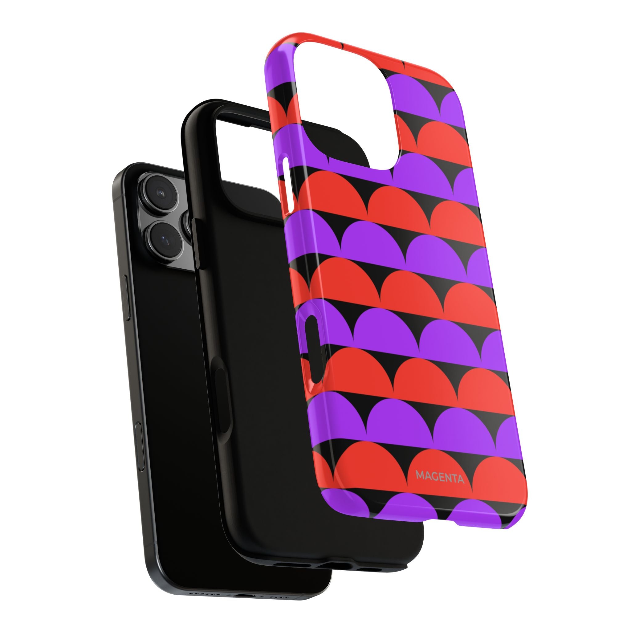 Half-Circles Purple-Red on Black Tough Case