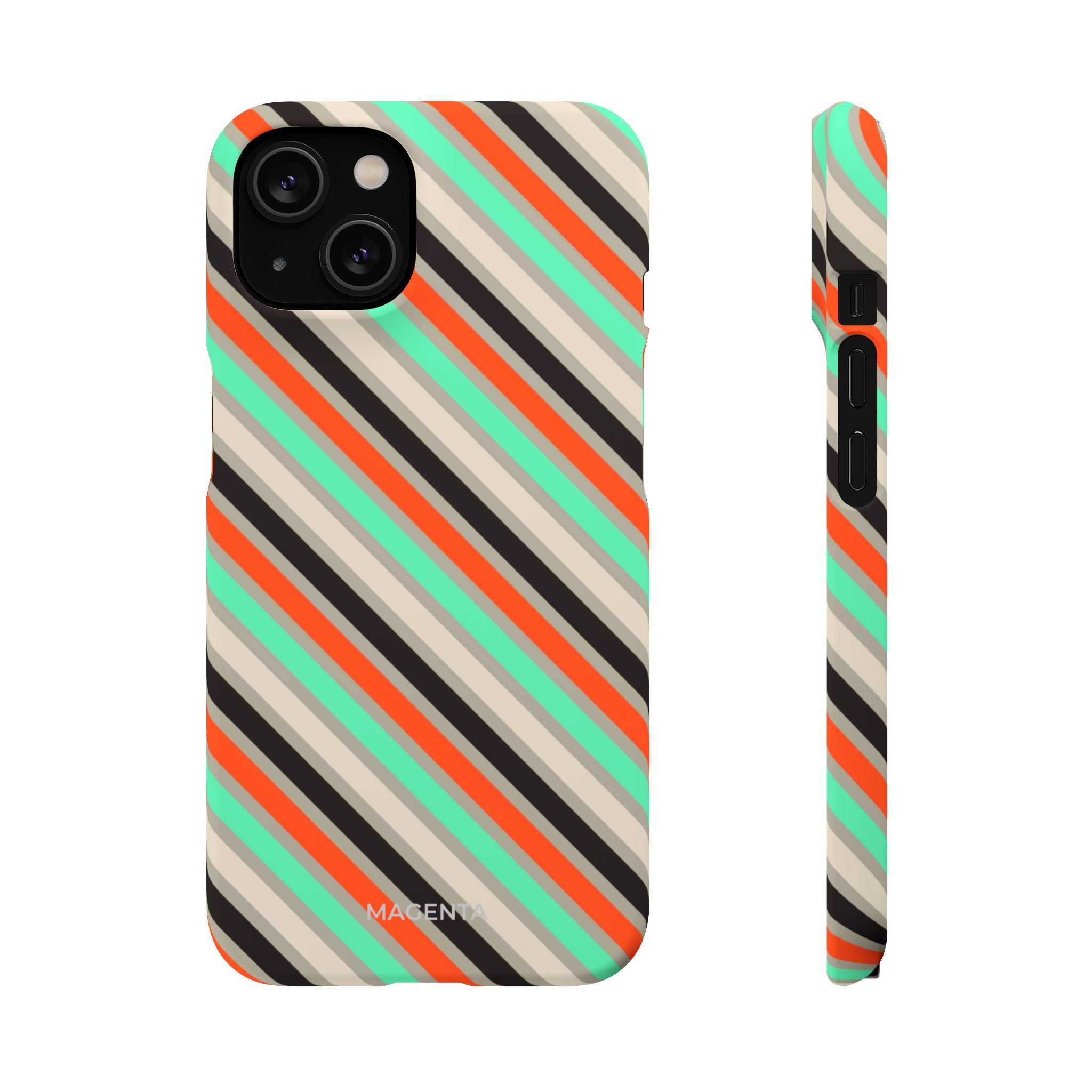 Mint-Coral Stripes Snap Case