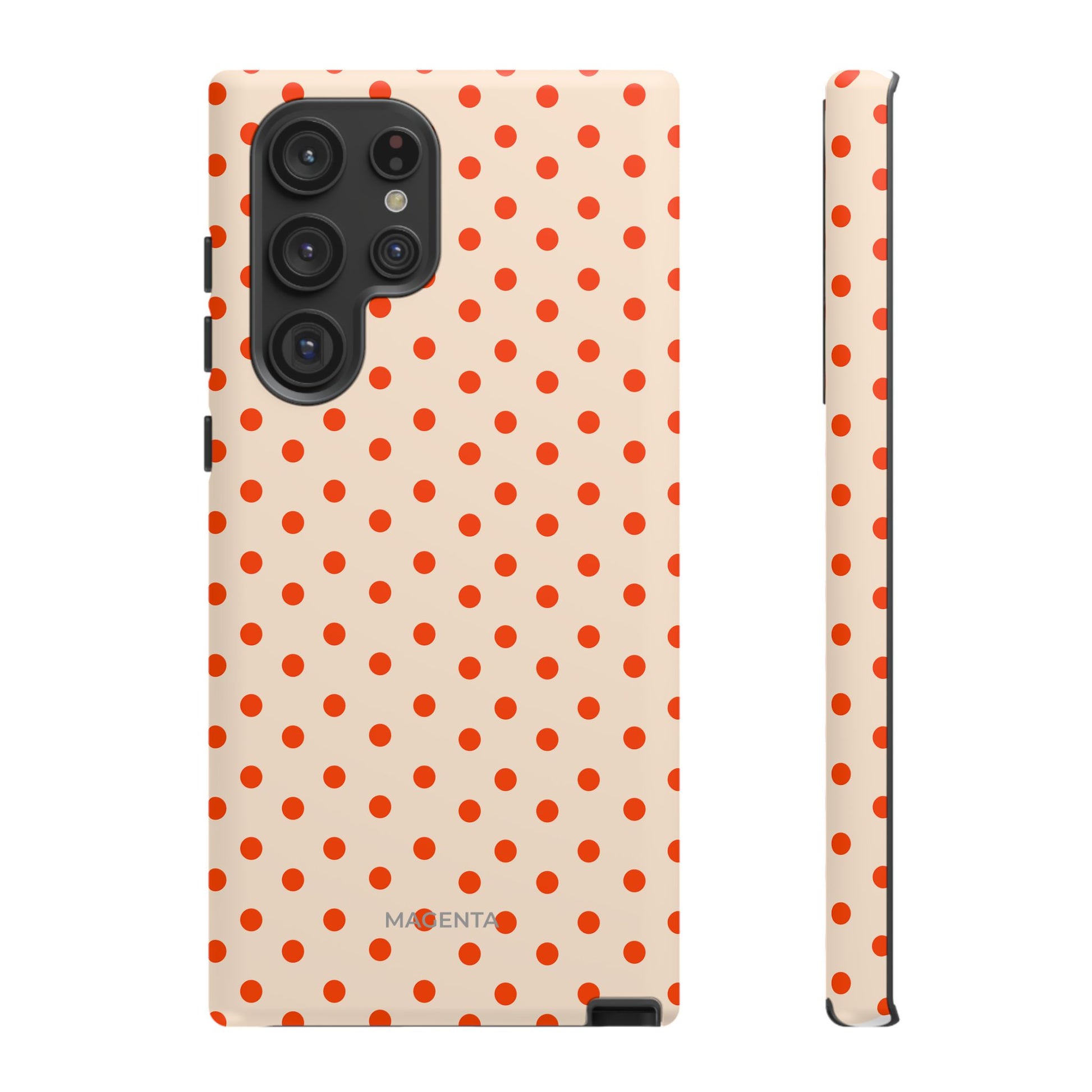 Orange Red On Cream Polka Dot Tough Case