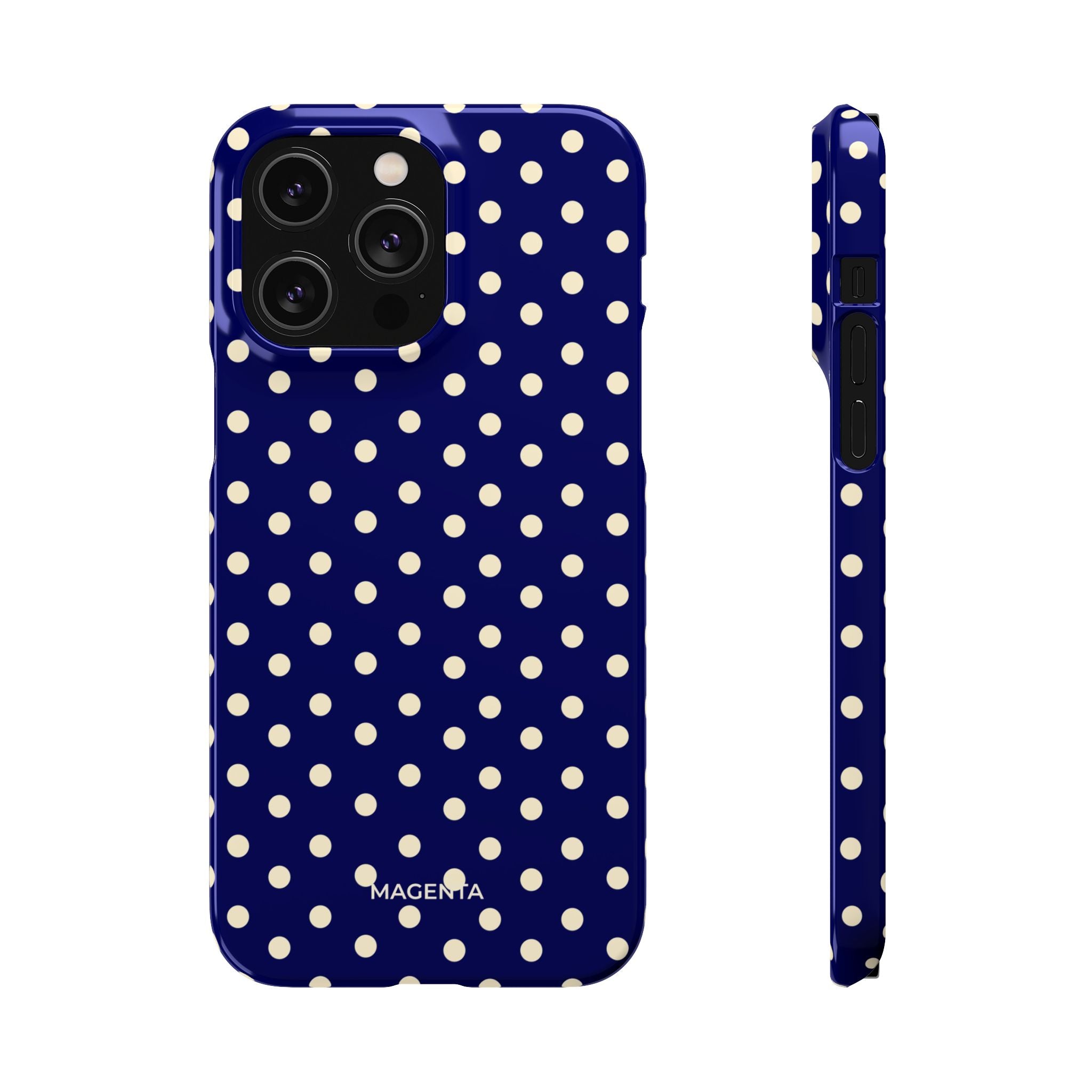Cream on Navy Polka Dot Snap Case