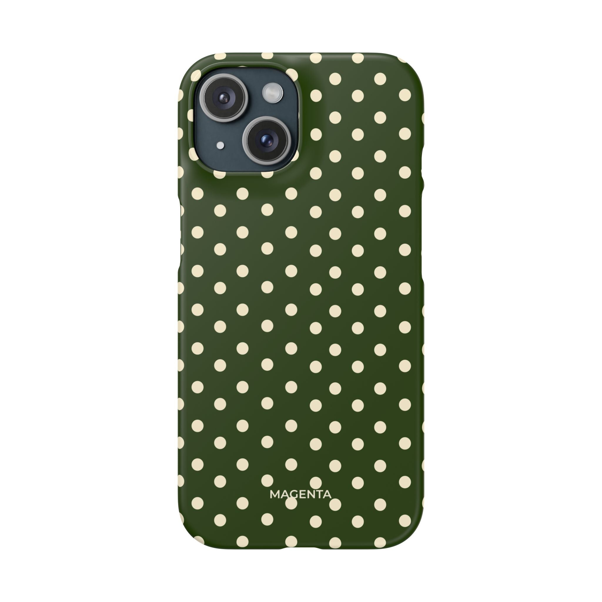 Cream on Dark Olive Polka Dot Snap Case
