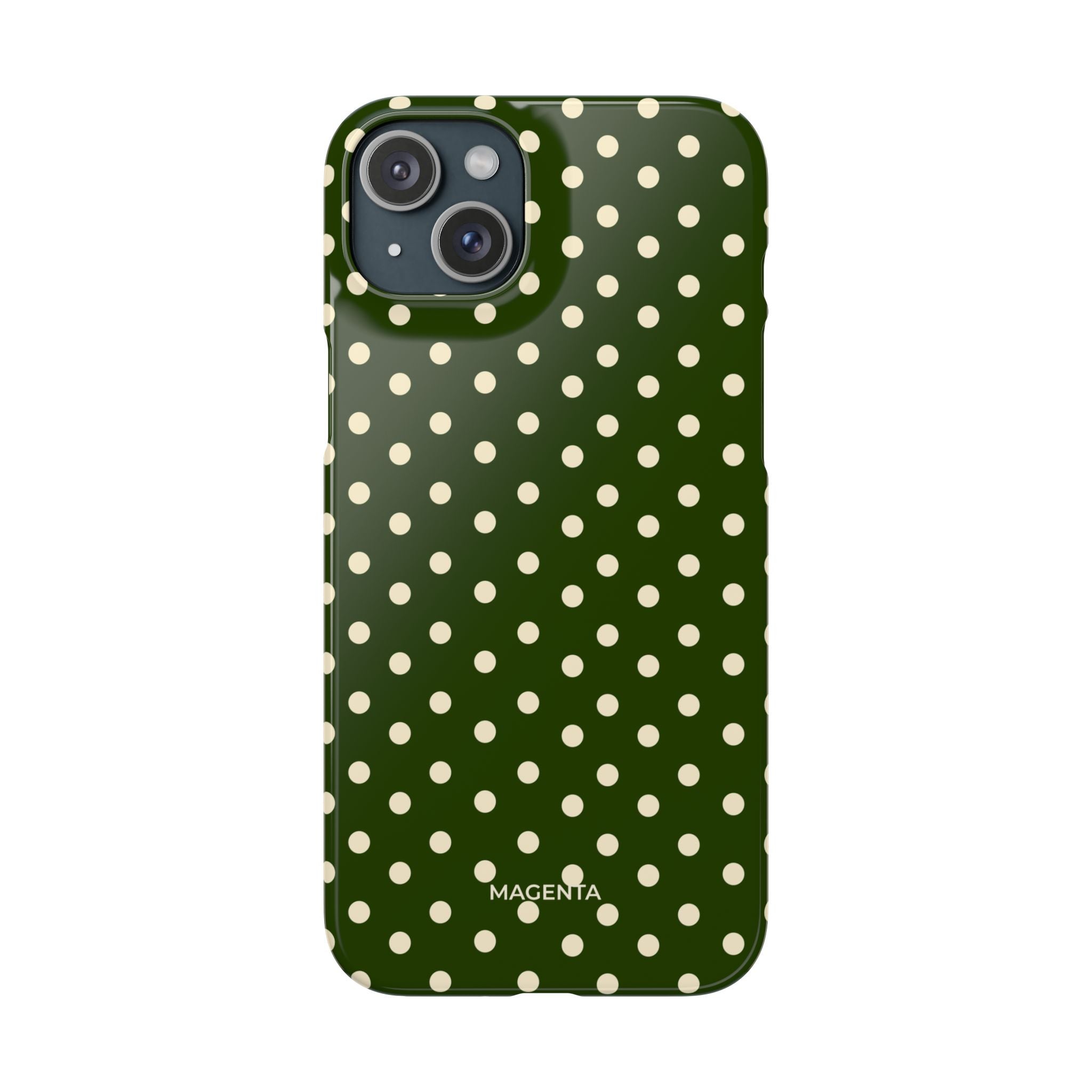 Cream on Dark Olive Polka Dot Snap Case