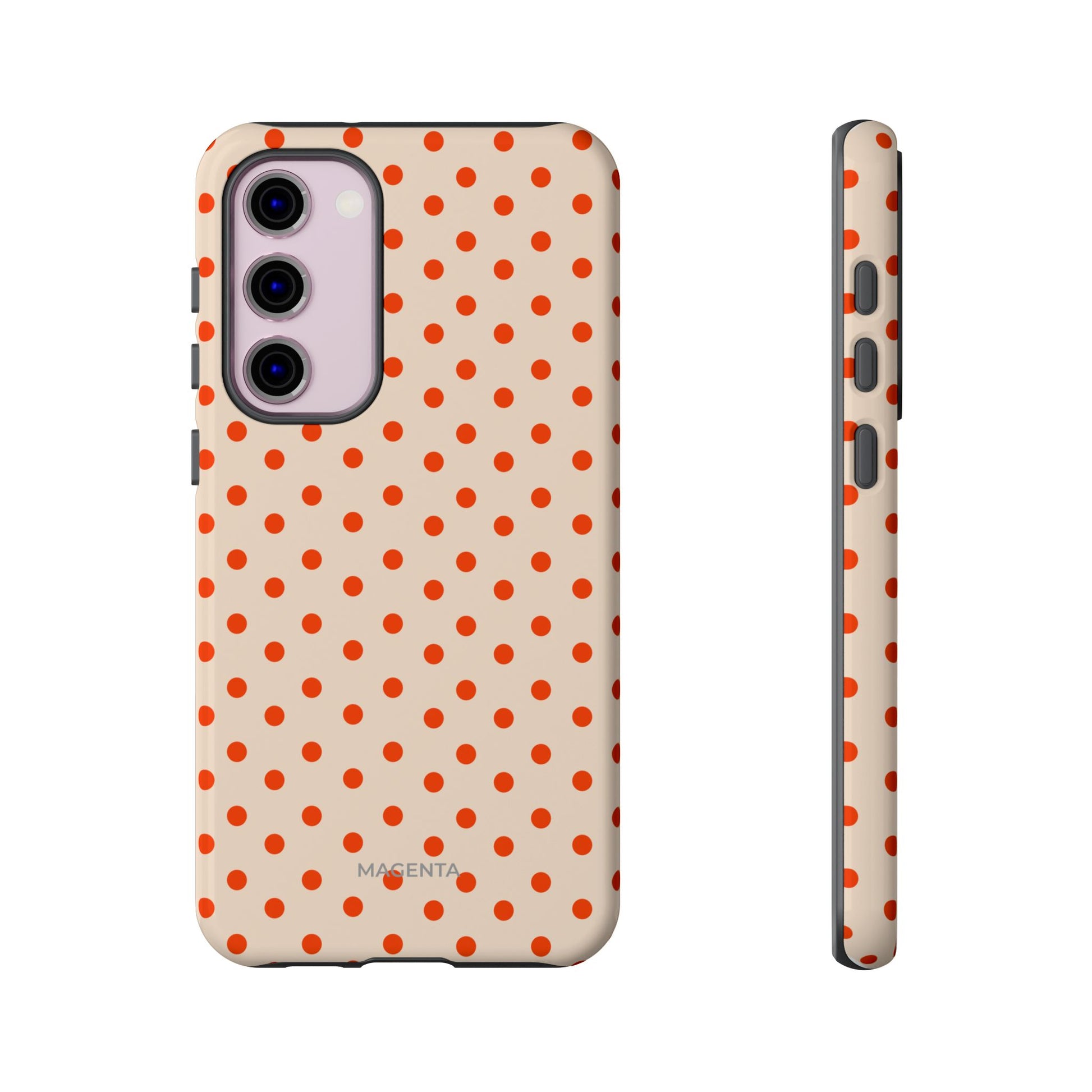 Orange Red On Cream Polka Dot Tough Case