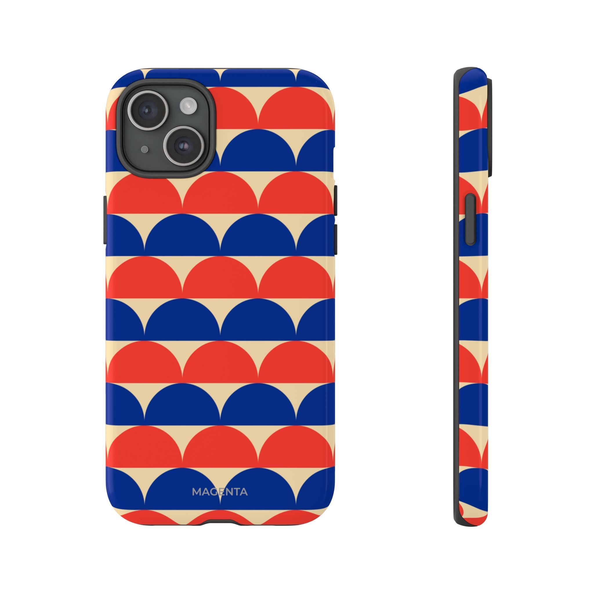 Half-Circles Blue-Red on Cream Tough Case