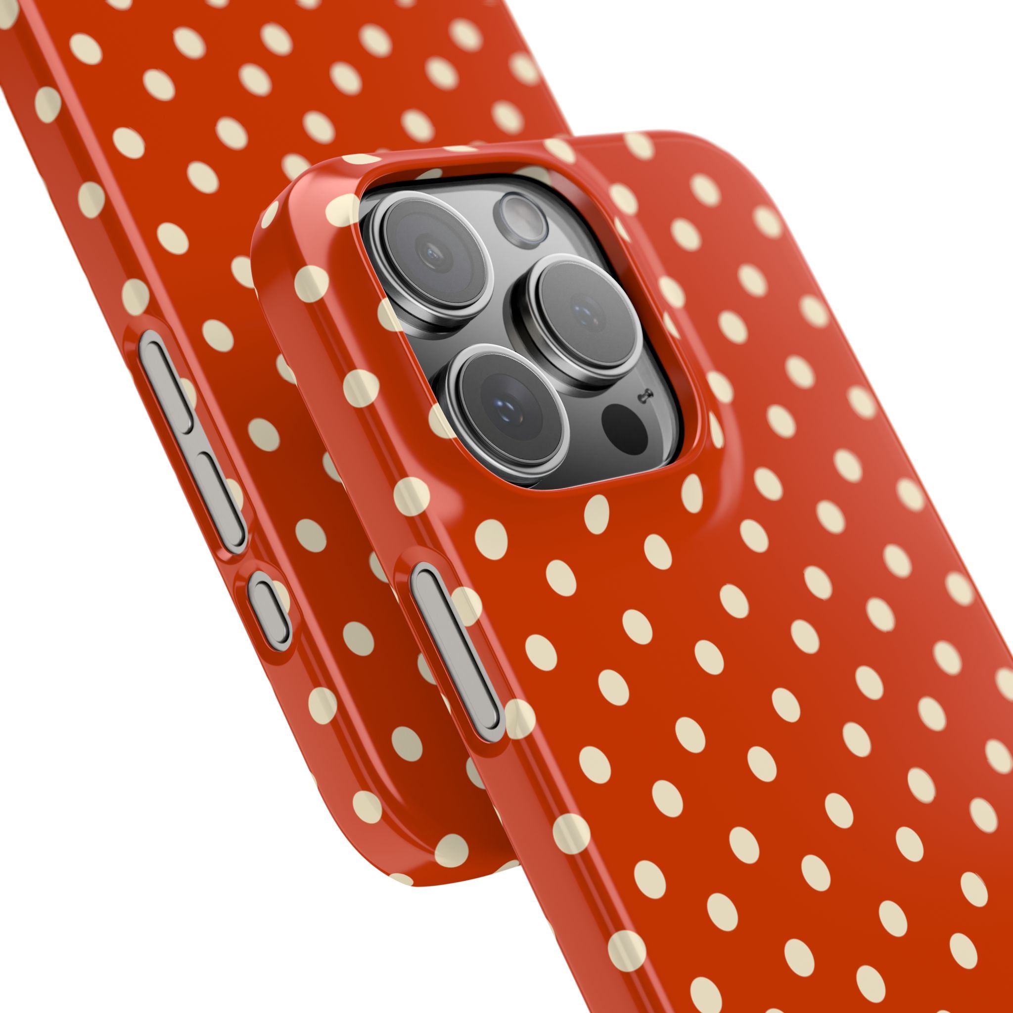 Cream on Dark Orange Red Polka Dot Snap Case