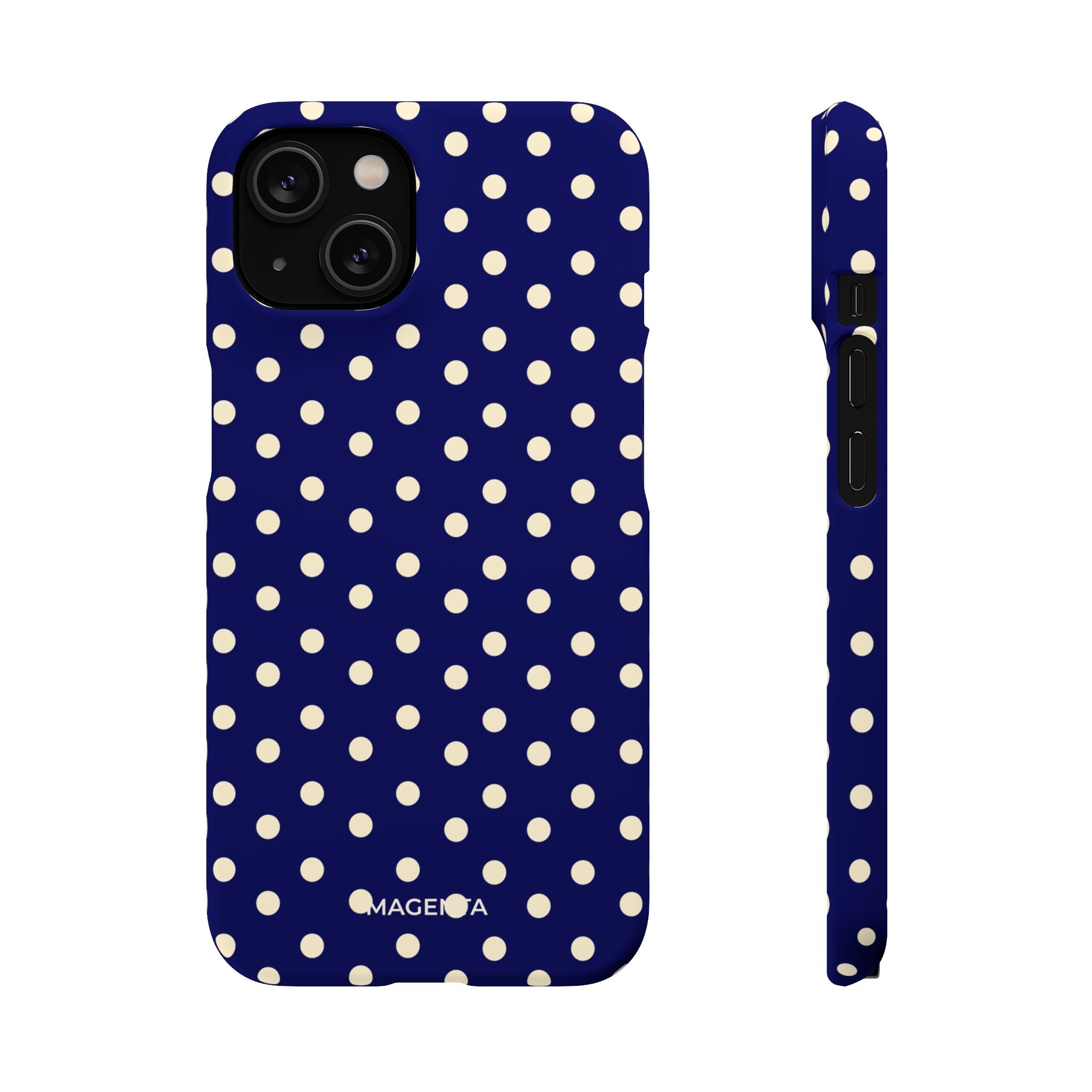 Cream on Navy Polka Dot Snap Case