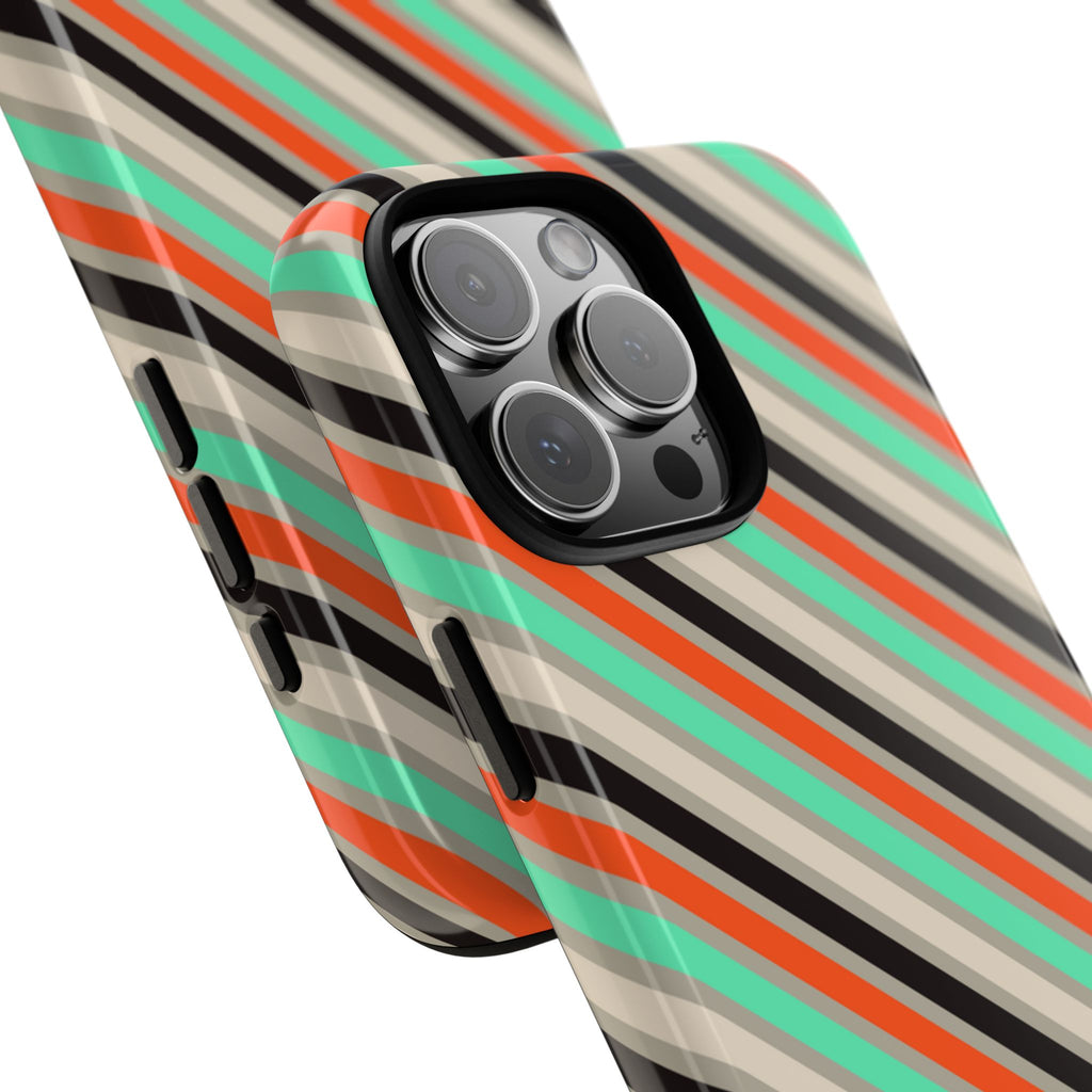 Mint-Coral Stripes Tough Case