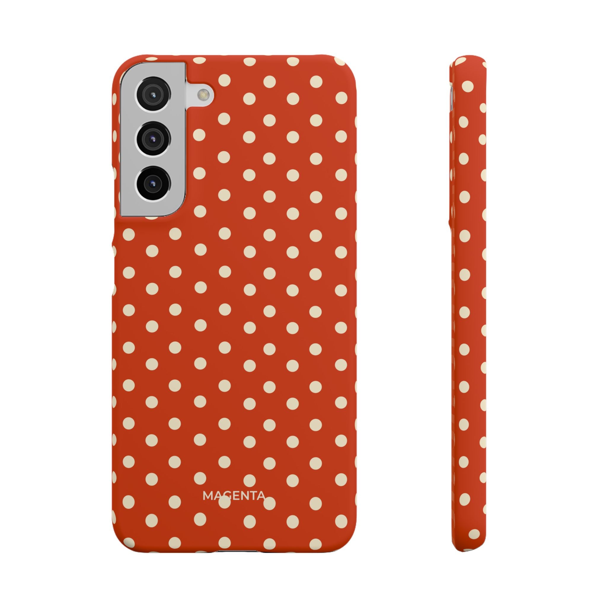Cream On Dark Orange Red Polka Dot Snap Case