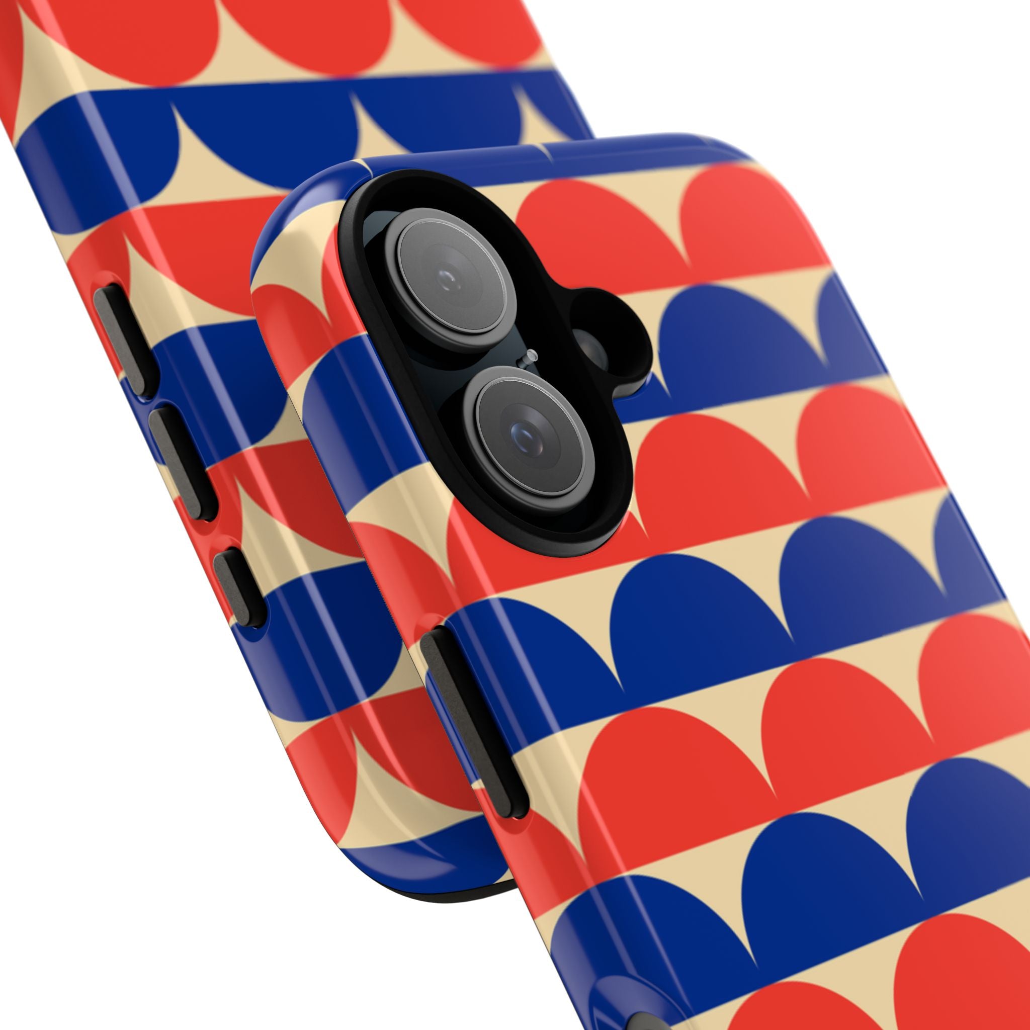 Half-Circles Blue-Red on Cream Tough Case