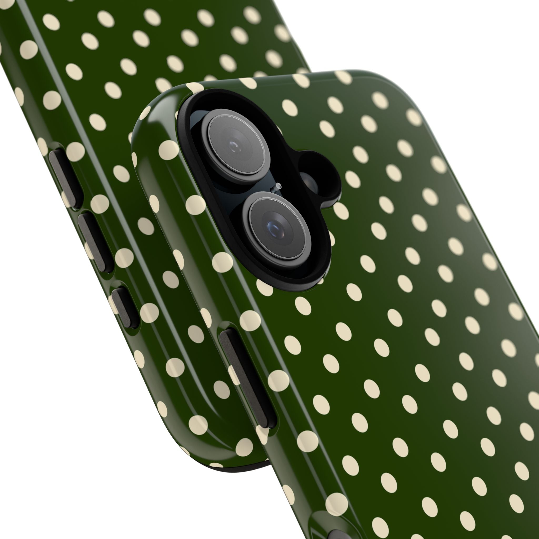 Cream On Dark Olive Polka Dot Tough Case