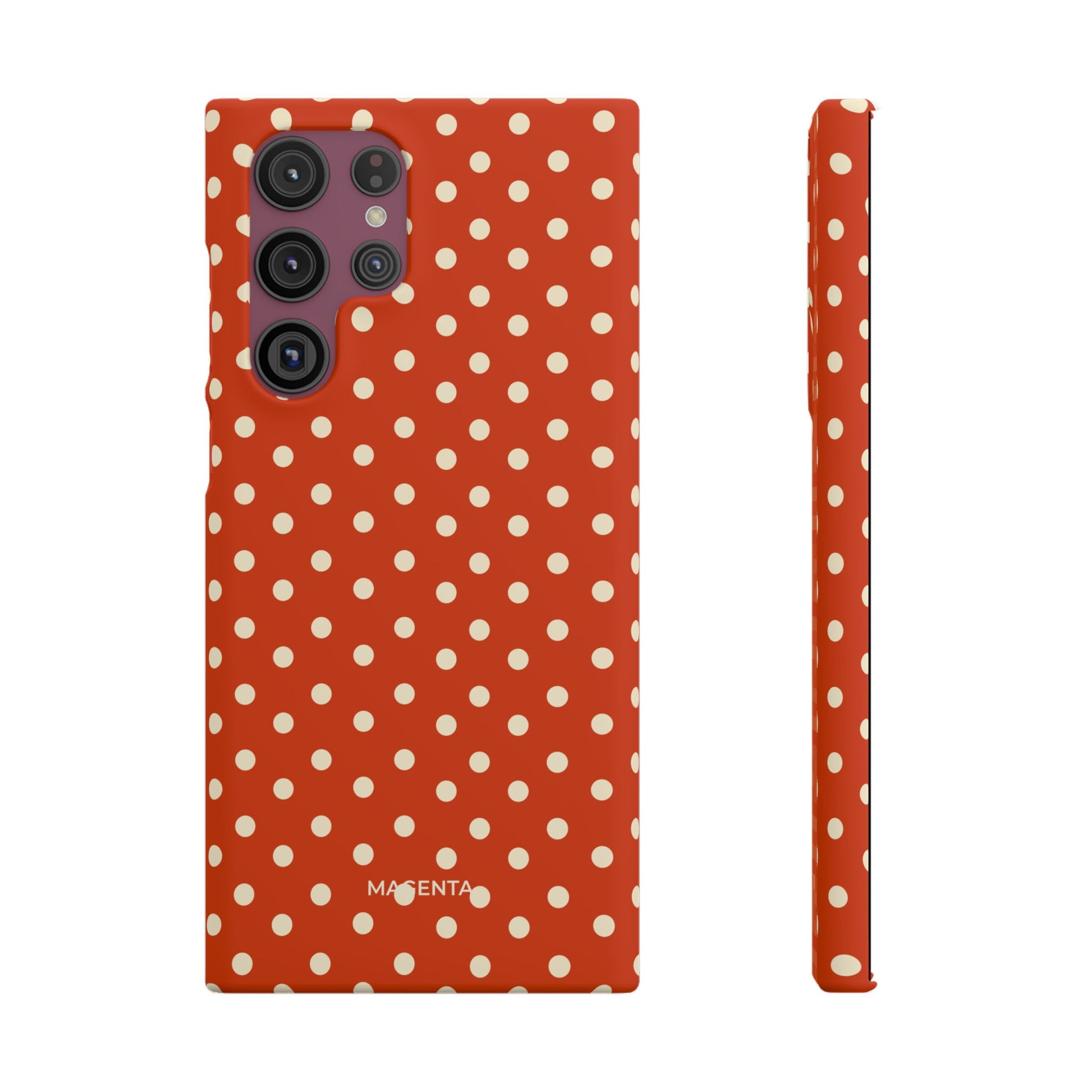 Cream On Dark Orange Red Polka Dot Snap Case