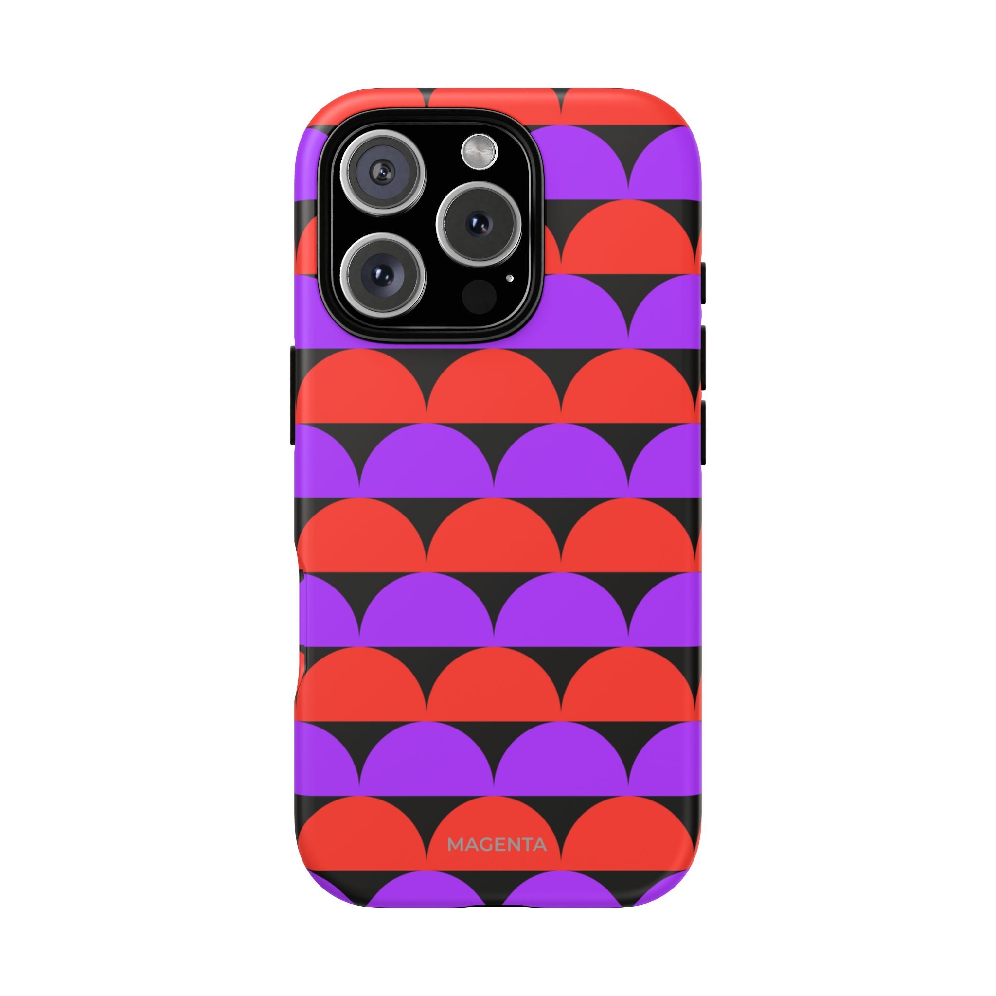 Half-Circles Purple-Red on Black Tough Case
