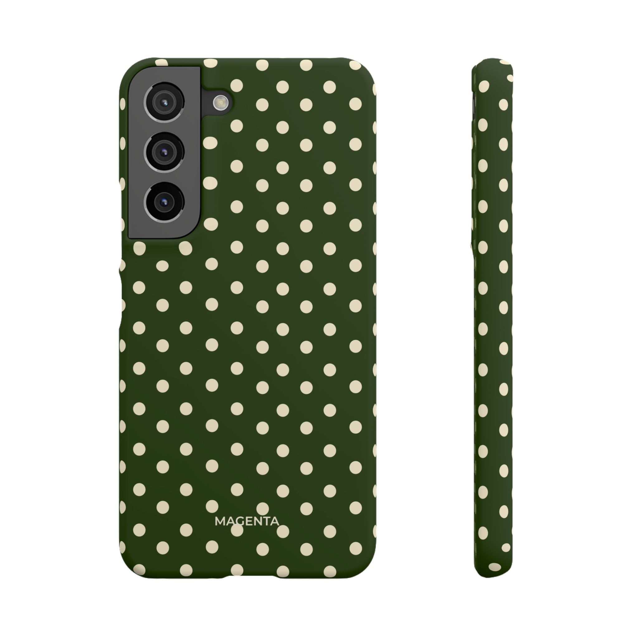 Cream On Dark Olive Polka Dot Snap Case