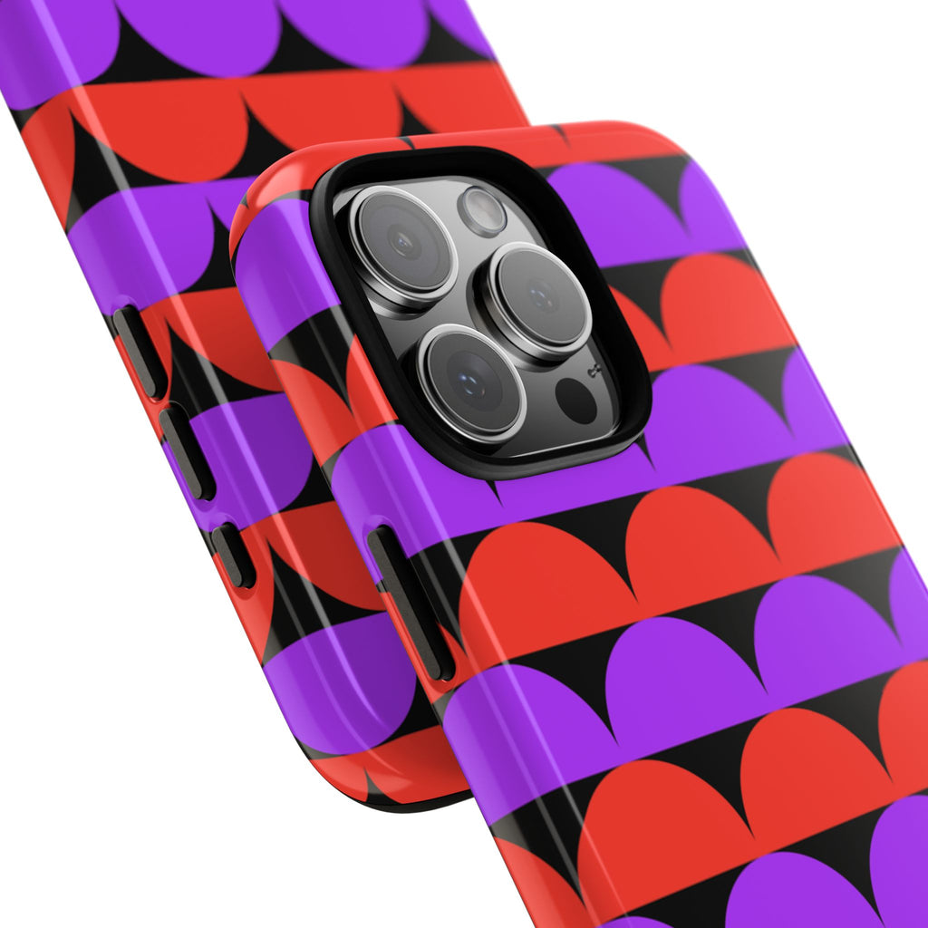 Half-Circles Purple-Red on Black Tough Case