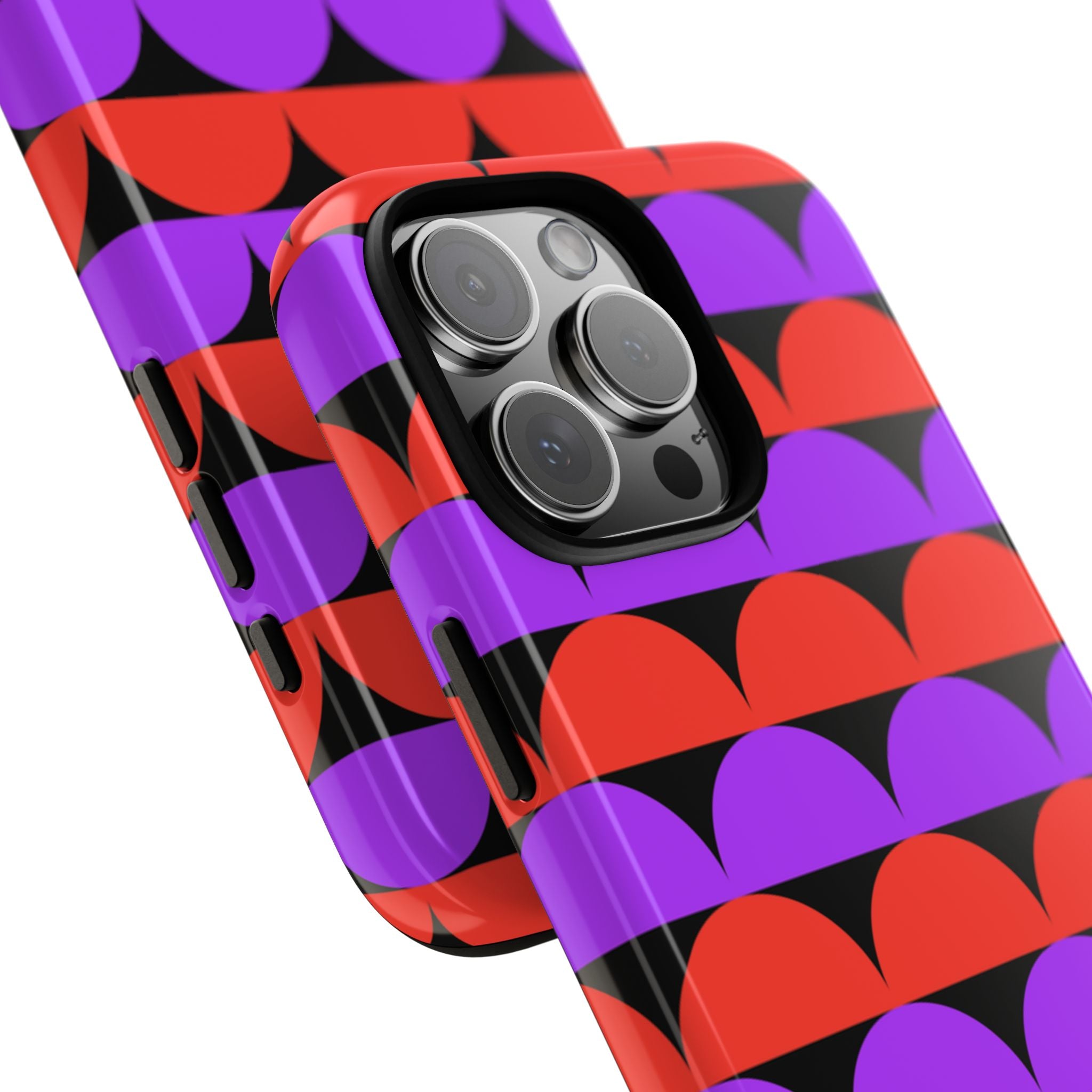 Half-Circles Purple-Red on Black Tough Case