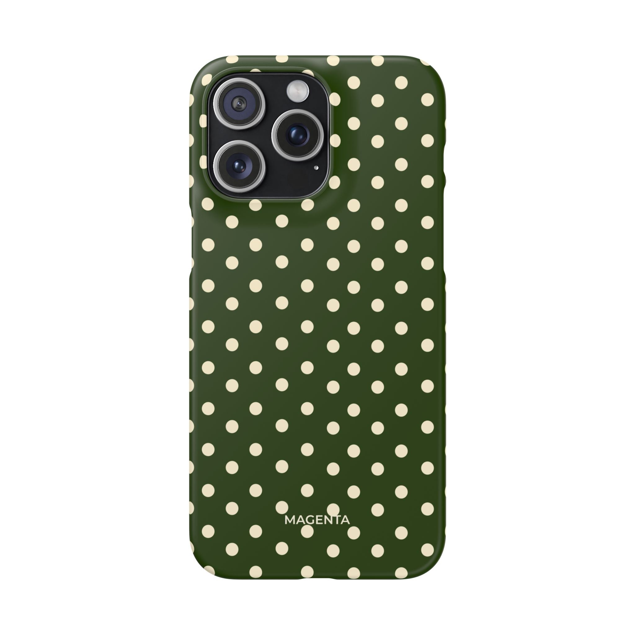 Cream on Dark Olive Polka Dot Snap Case