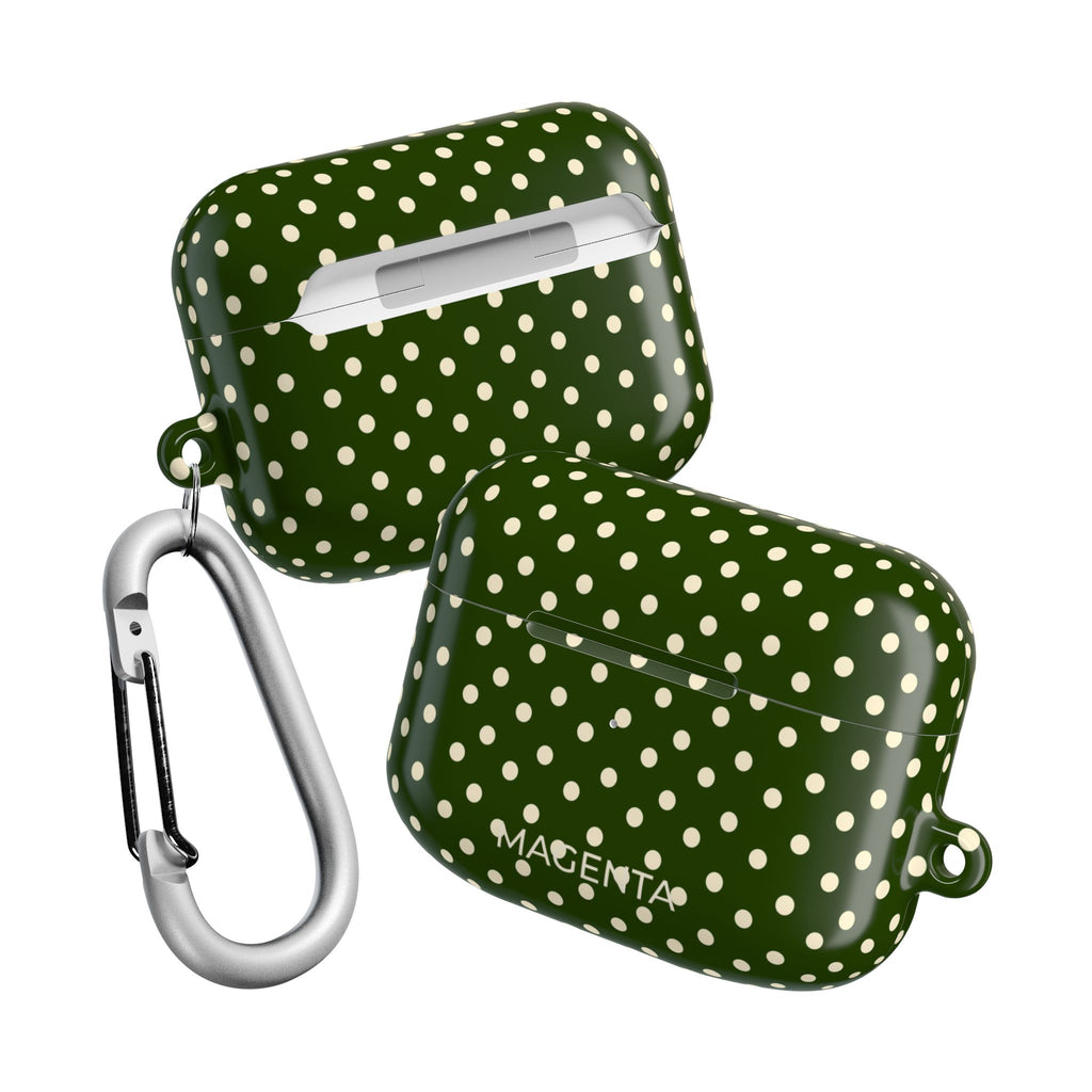 Cream On Dark Olive Polka Dots AirPods Pro Gen 1 Case