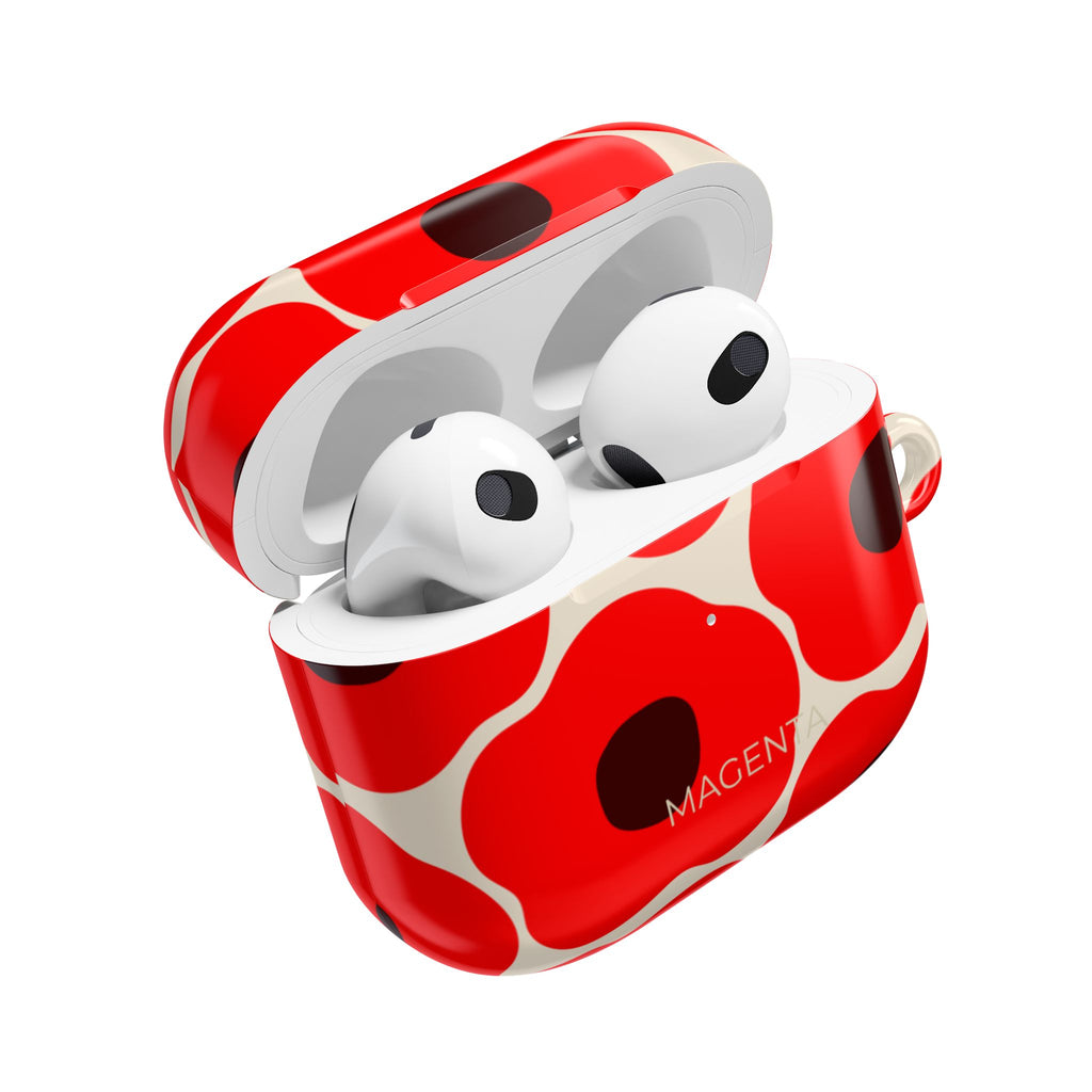 Red Poppy On Cream AirPods Gen 3 Case