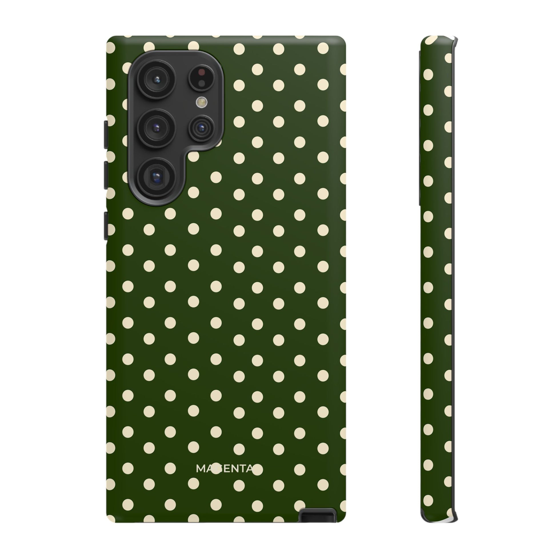 Cream On Dark Olive Polka Dot Tough Case