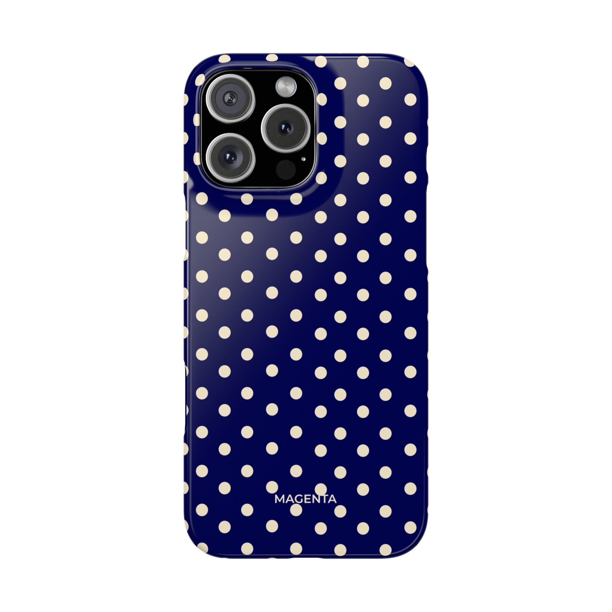 Cream on Navy Polka Dot Snap Case