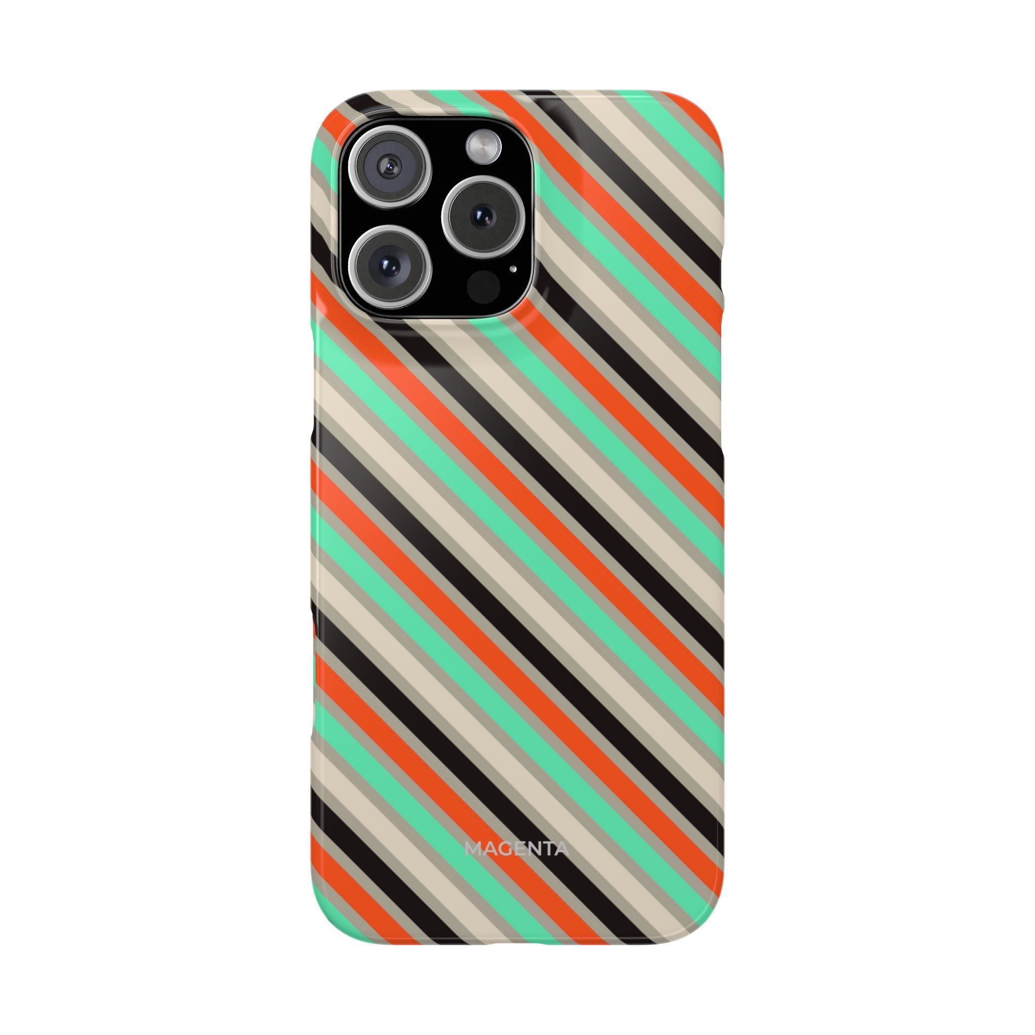 Mint-Coral Stripes Snap Case