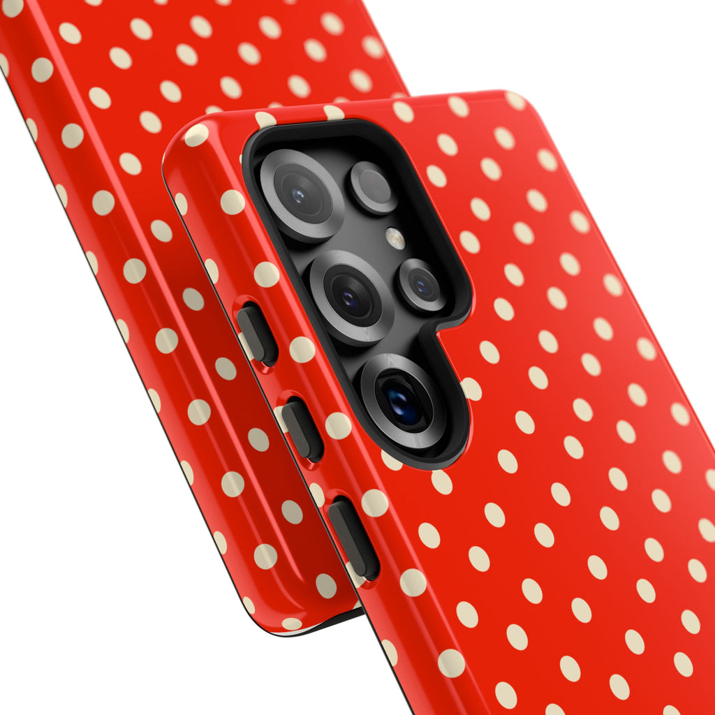 Cream On Scarlet Polka Dot Tough Case