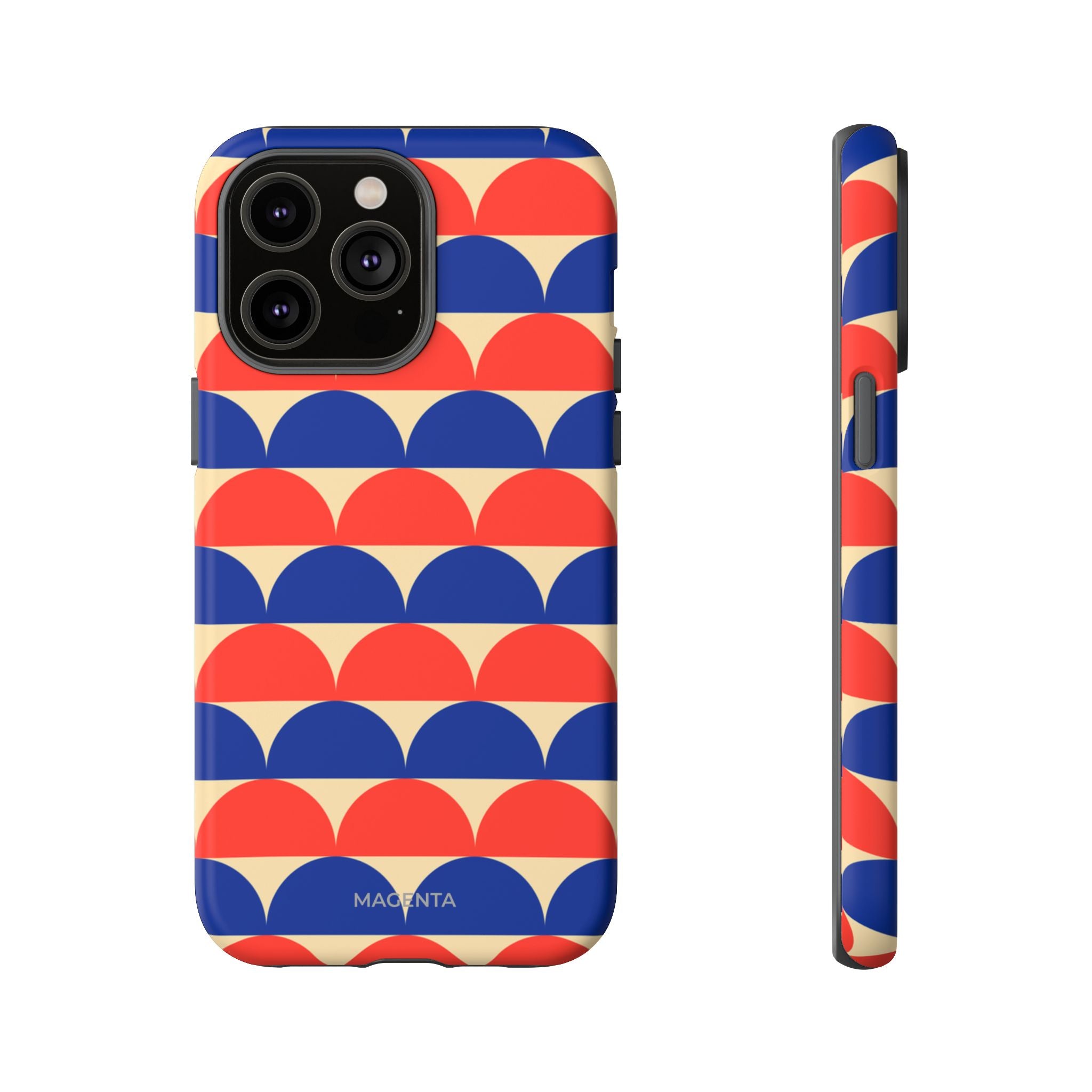 Half-Circles Blue-Red on Cream Tough Case