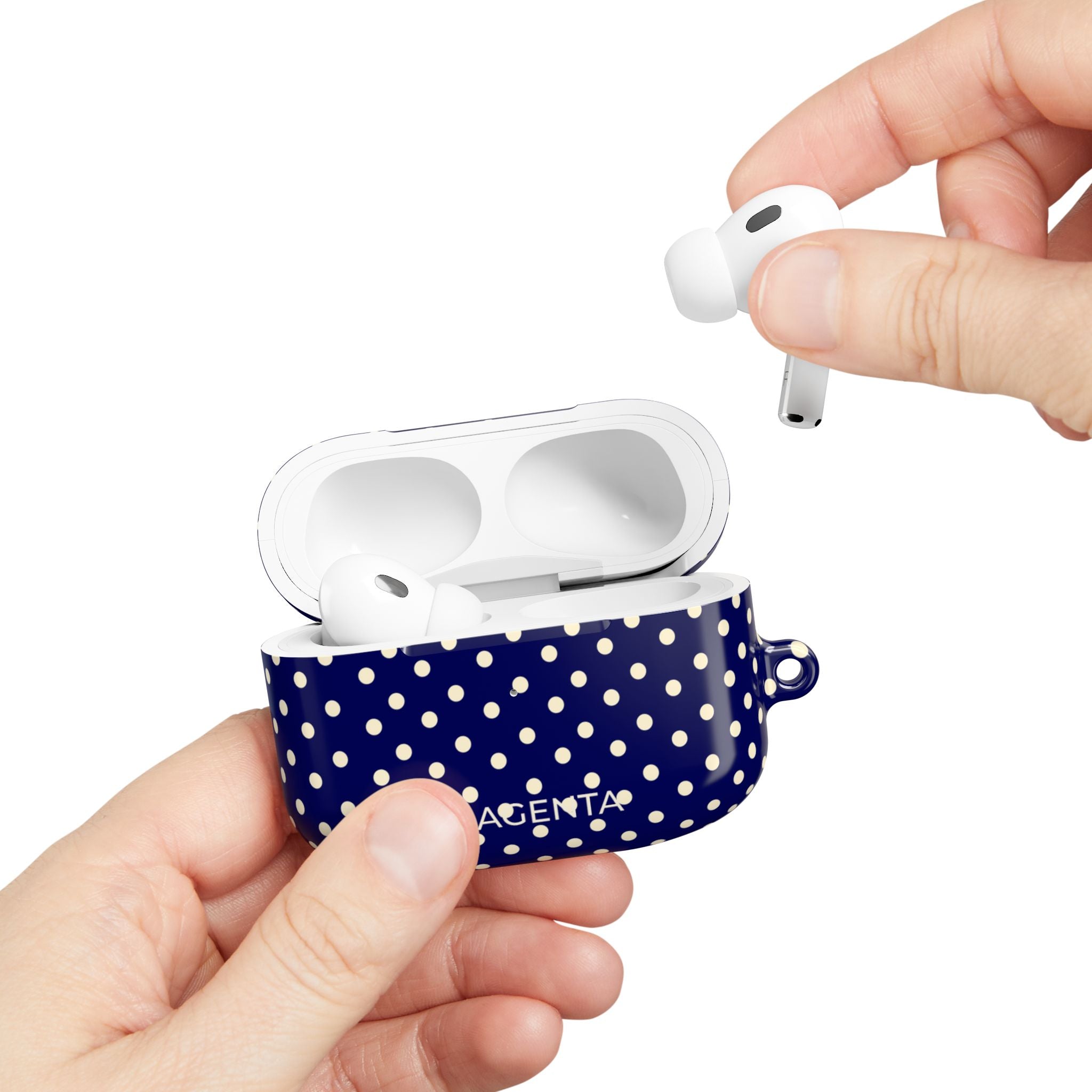 Cream On Navy Polka Dots AirPods Pro Gen 1 Case