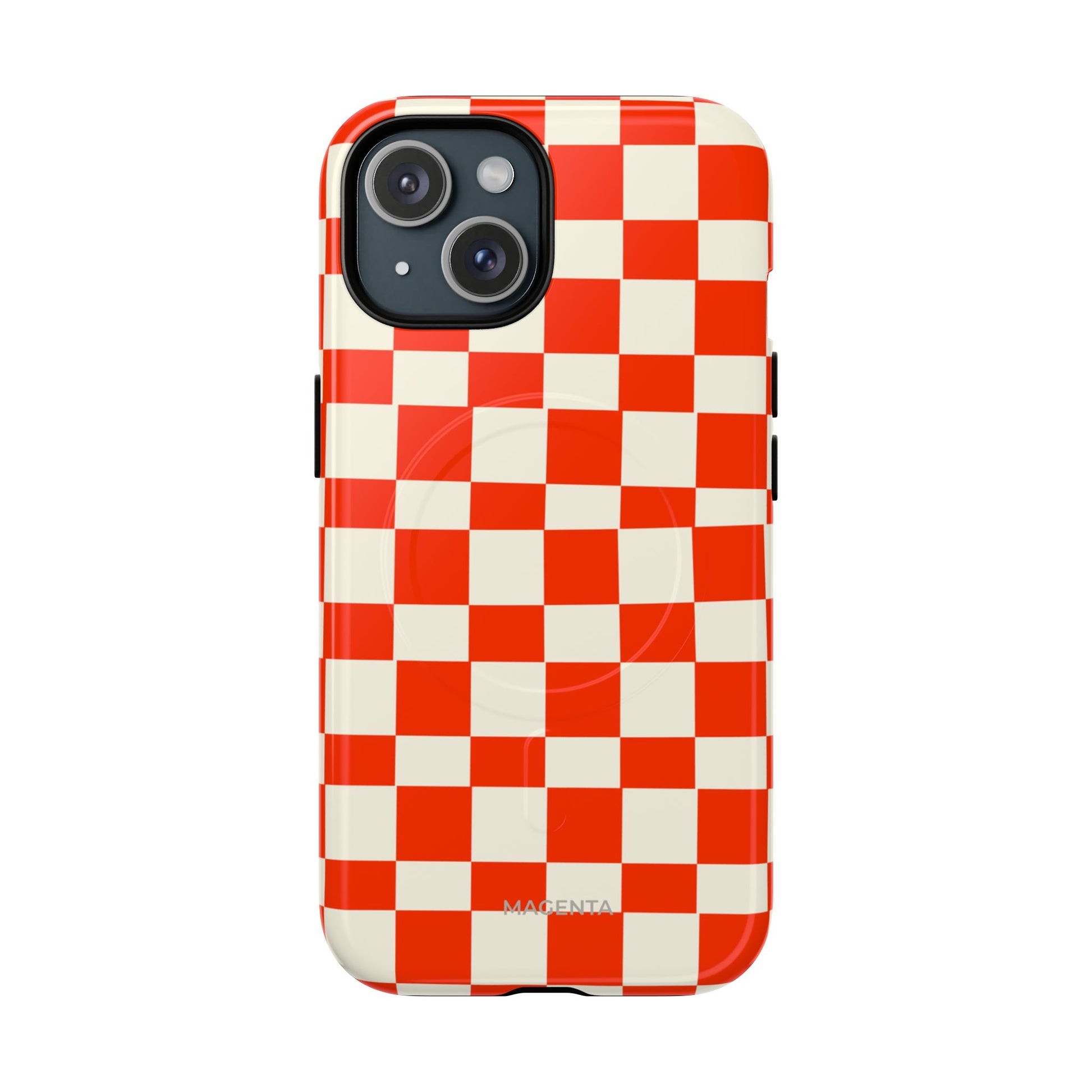 Red & Off White Check Tough Magnetic Case