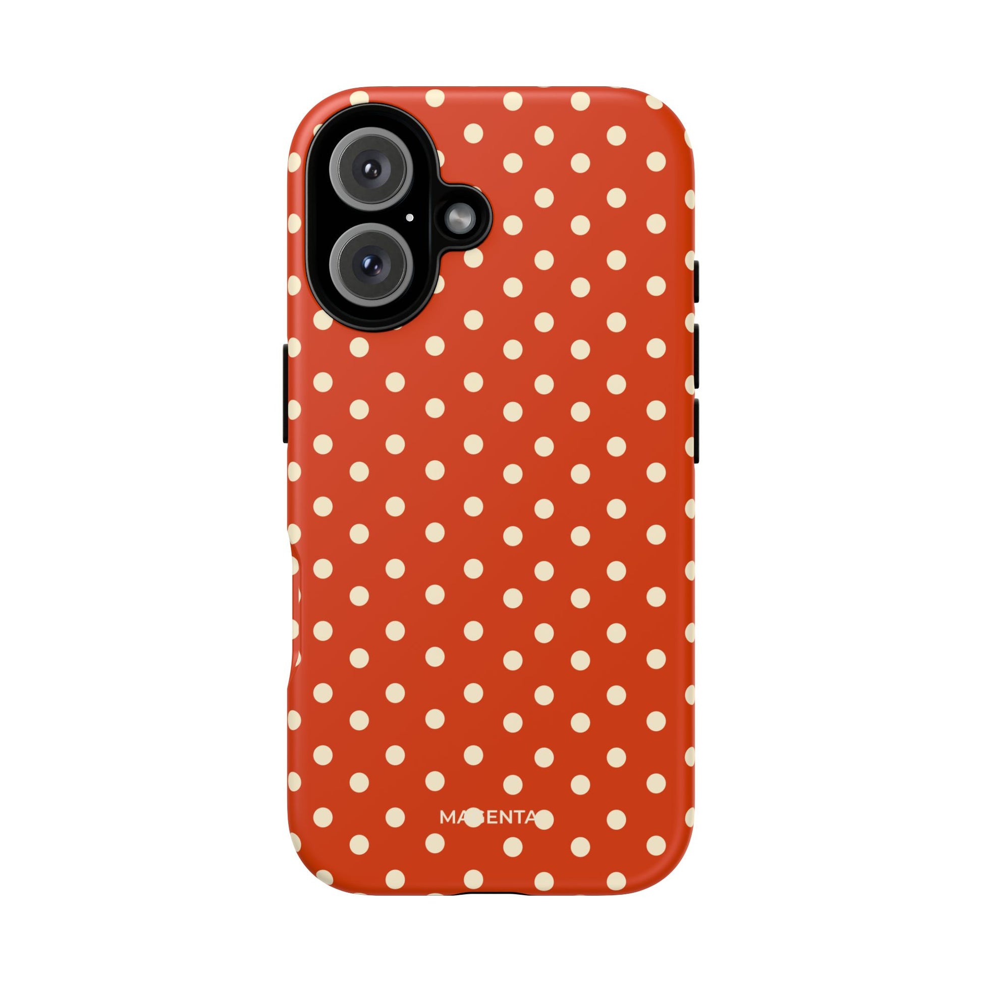 Cream On Dark Orange Red Polka Dot Tough Case