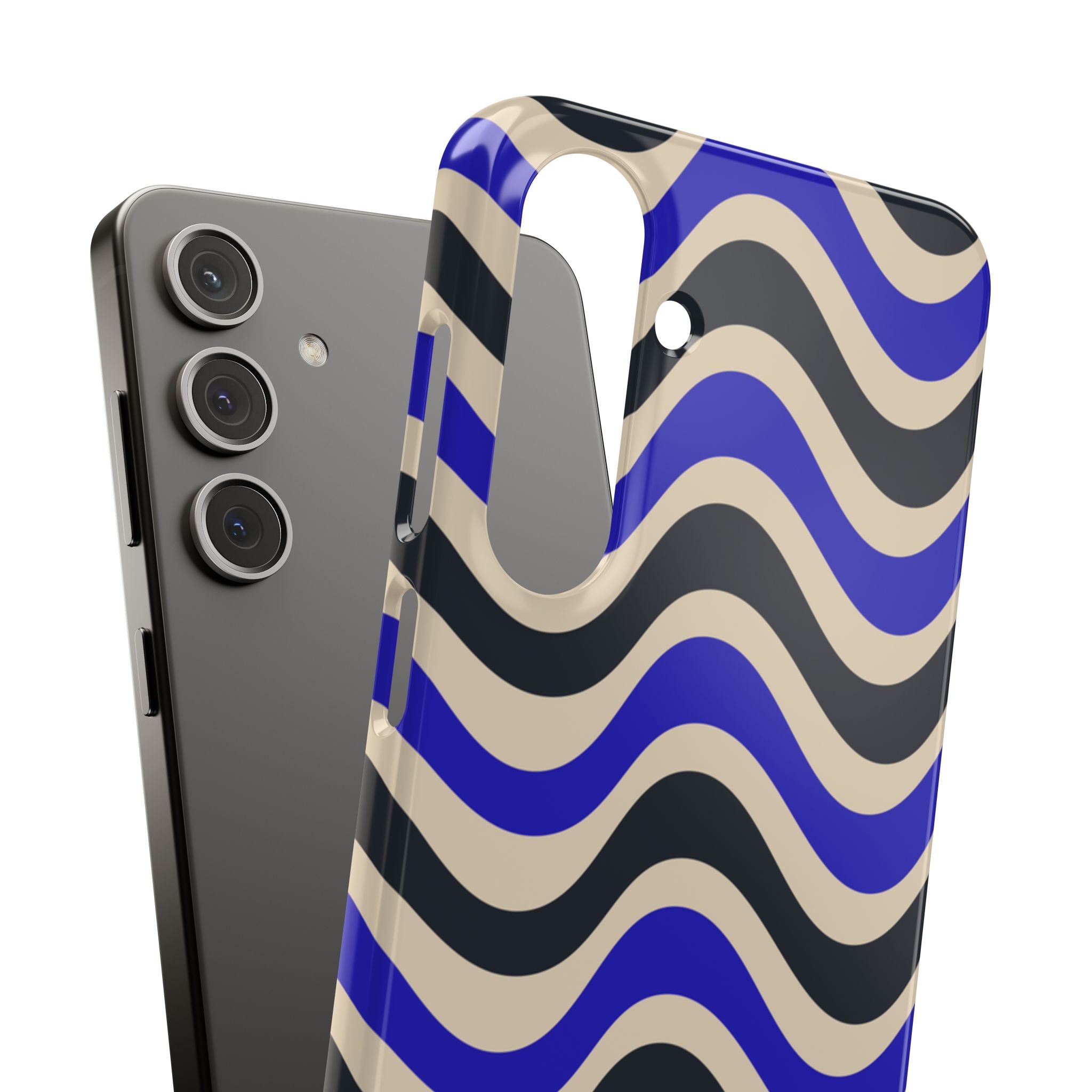 Black & Blue Waves Snap Case