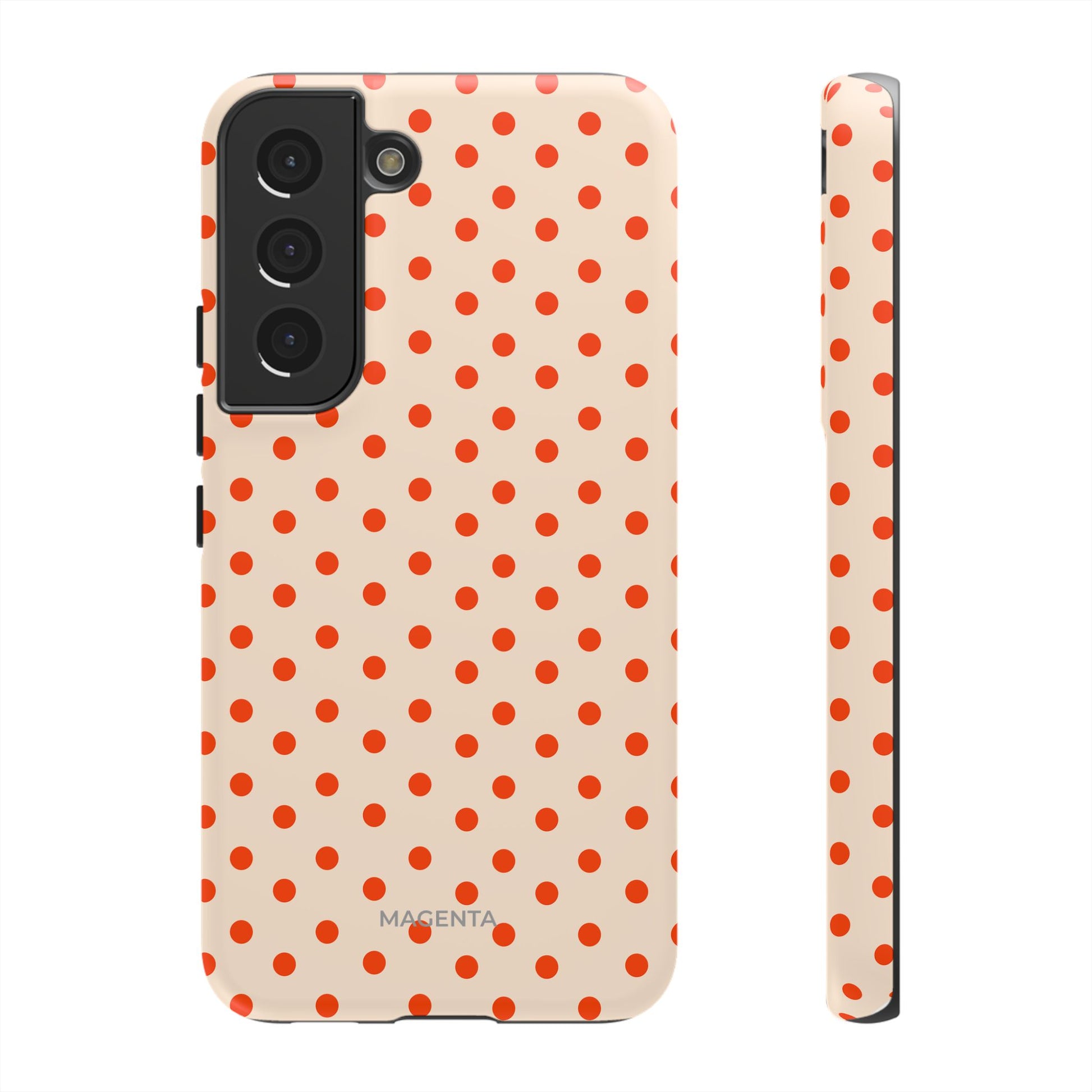 Orange Red On Cream Polka Dot Tough Case