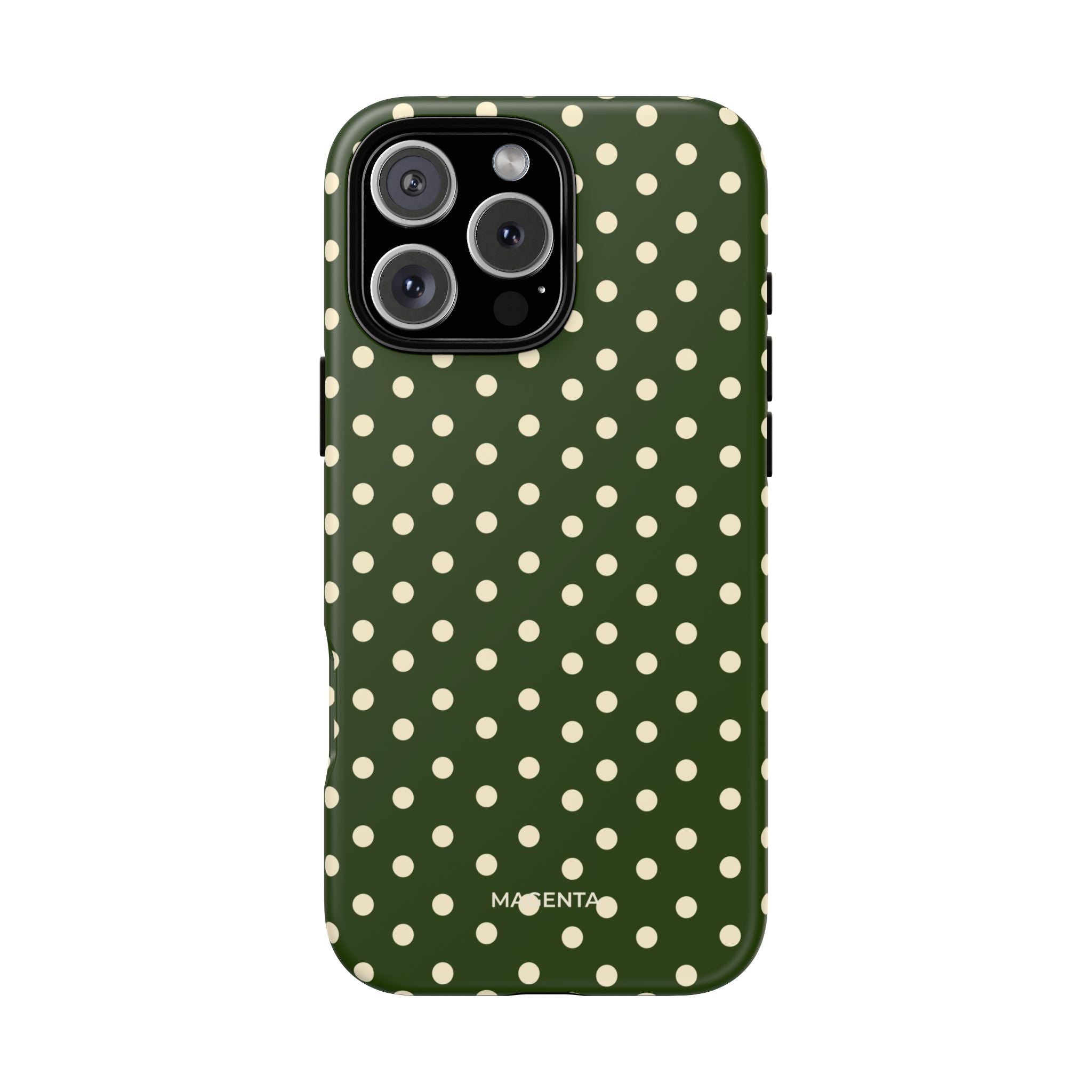 Cream On Dark Olive Polka Dot Tough Case