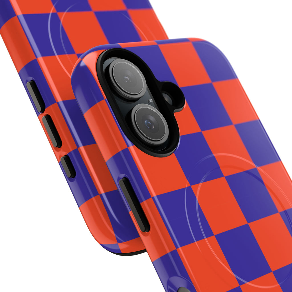 Blue & Orange Checkmate Tough Mag Case