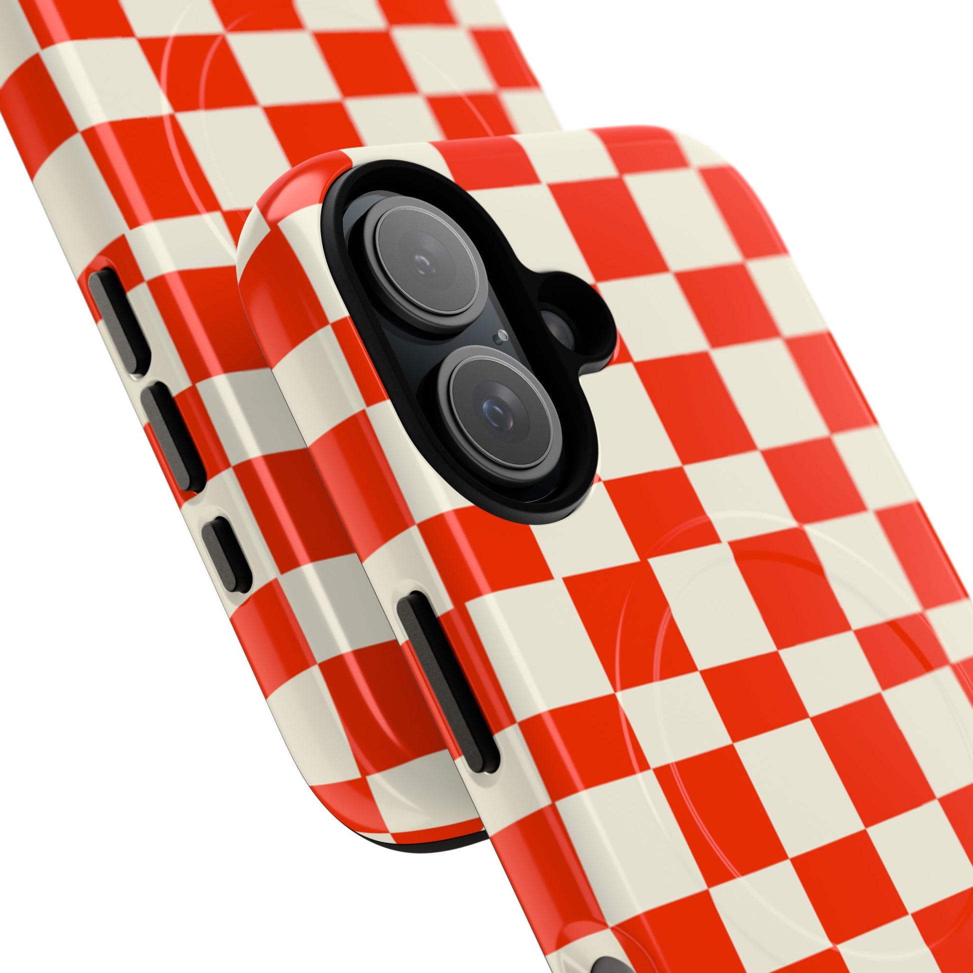 Red & Off White Check Tough Magnetic Case