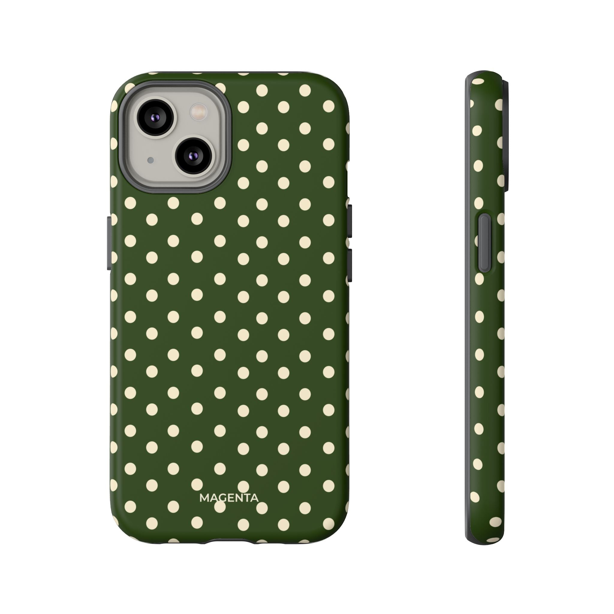 Cream On Dark Olive Polka Dot Tough Case